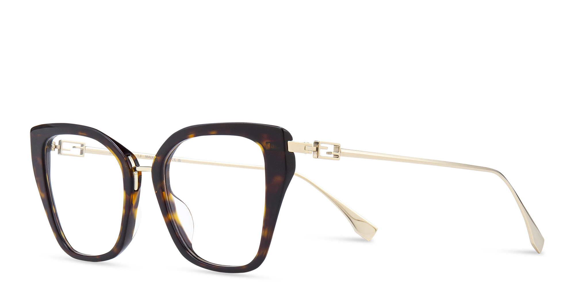 Shop FENDI Baguette Butterfly Eyeglasses in Havana online.