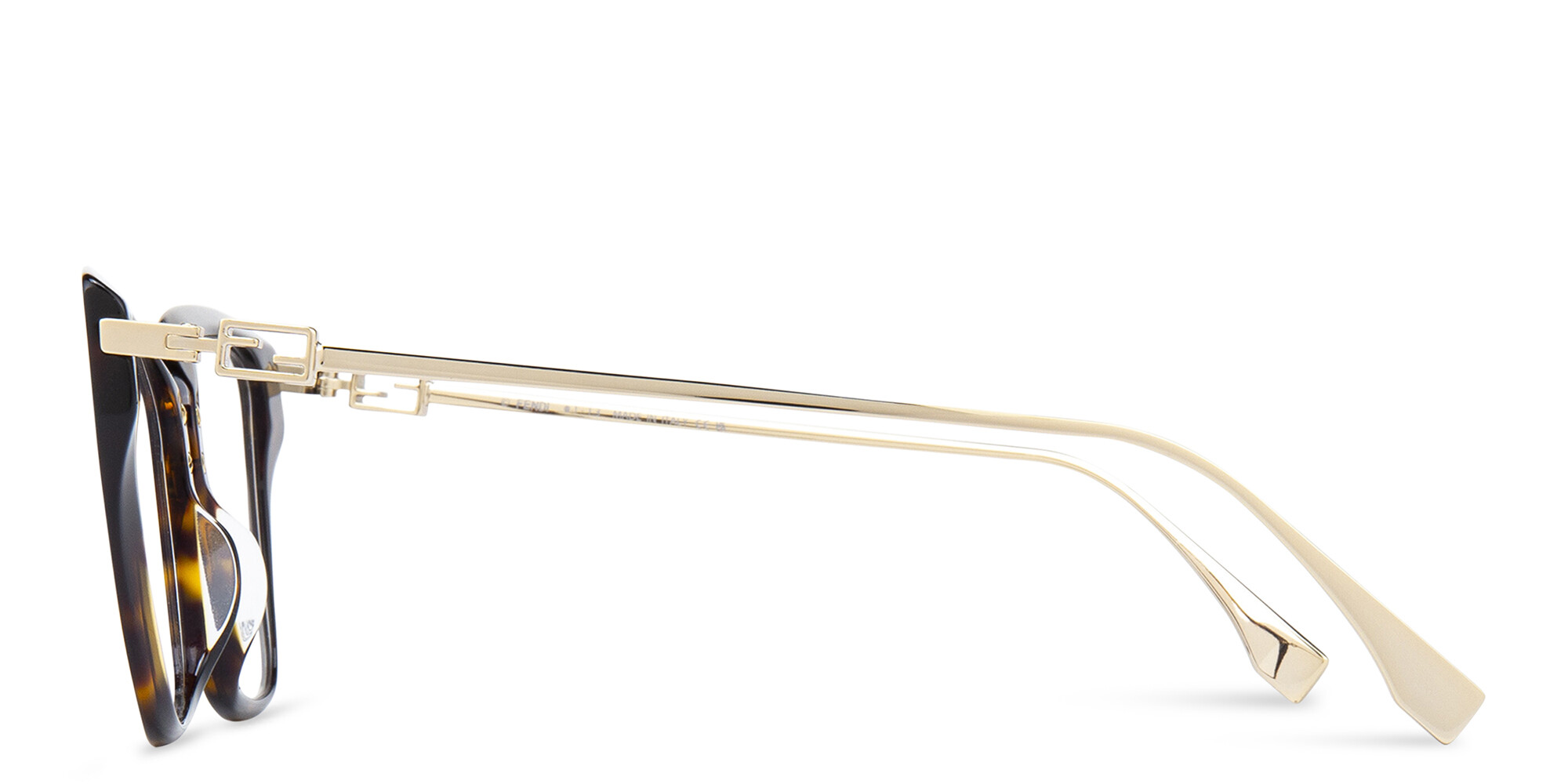 Shop FENDI Baguette Butterfly Eyeglasses in Havana online.