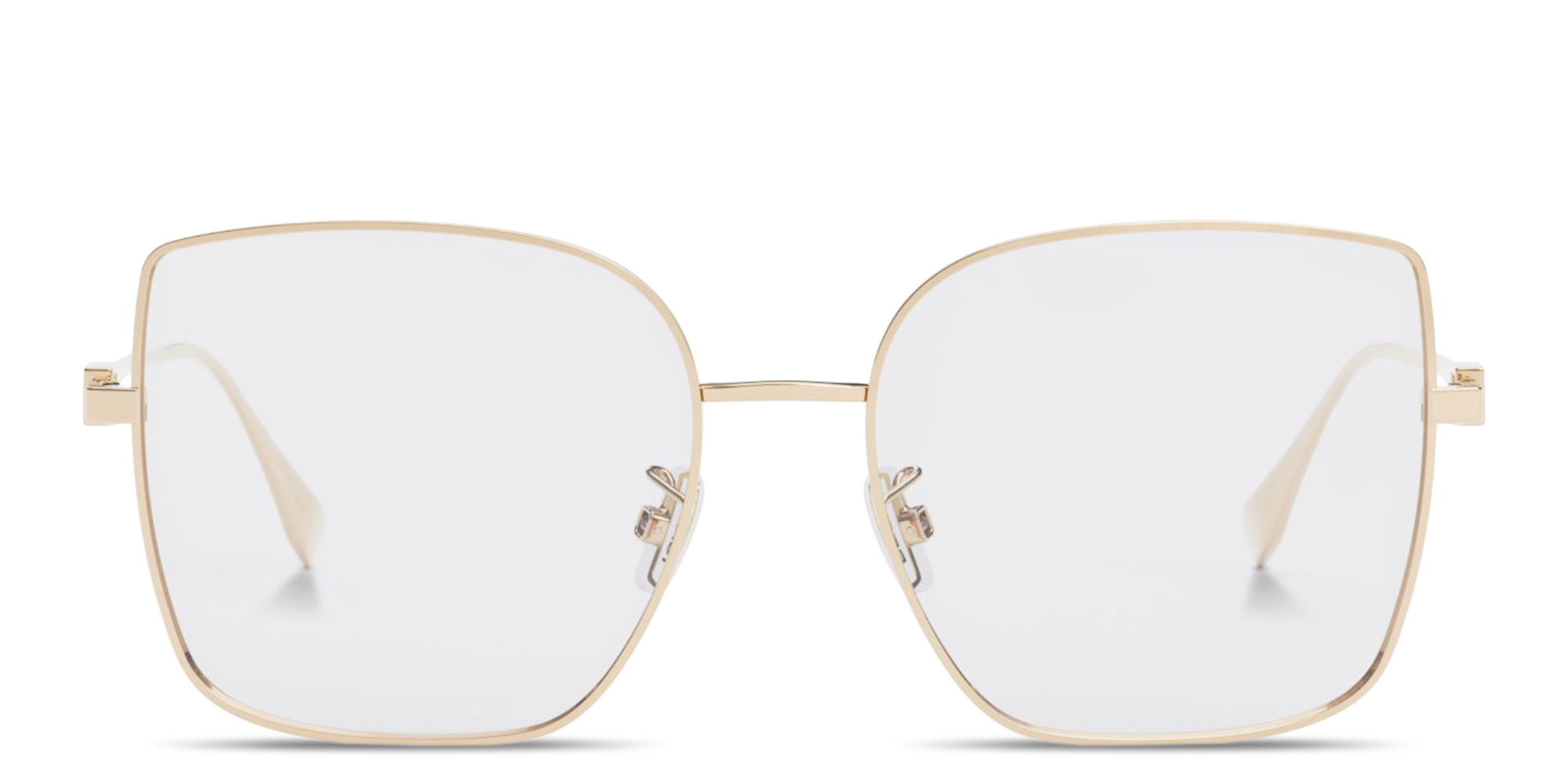 Shop FENDI Baguette Oversized Wide Irregular Eyeglasses in Gold online.