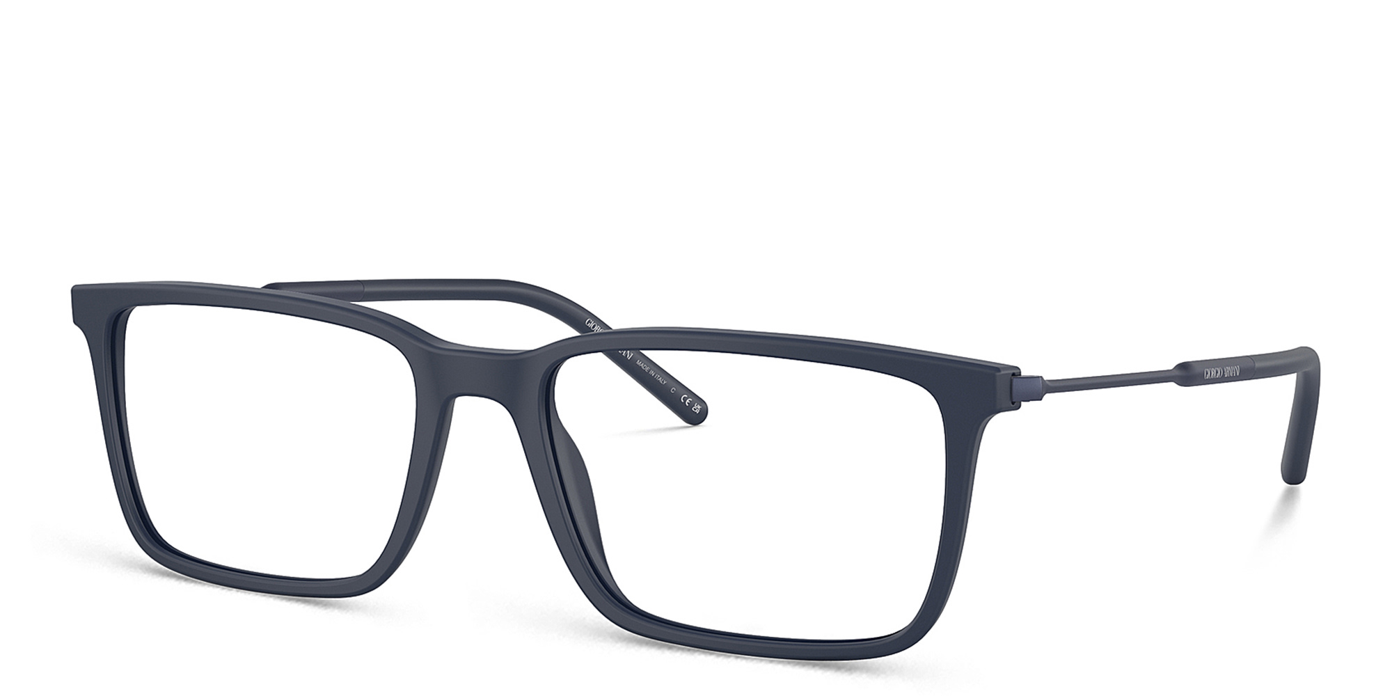 GIORGIO ARMANI Wide Rectangle Eyeglasses in Matte Blue – Product Photo 2