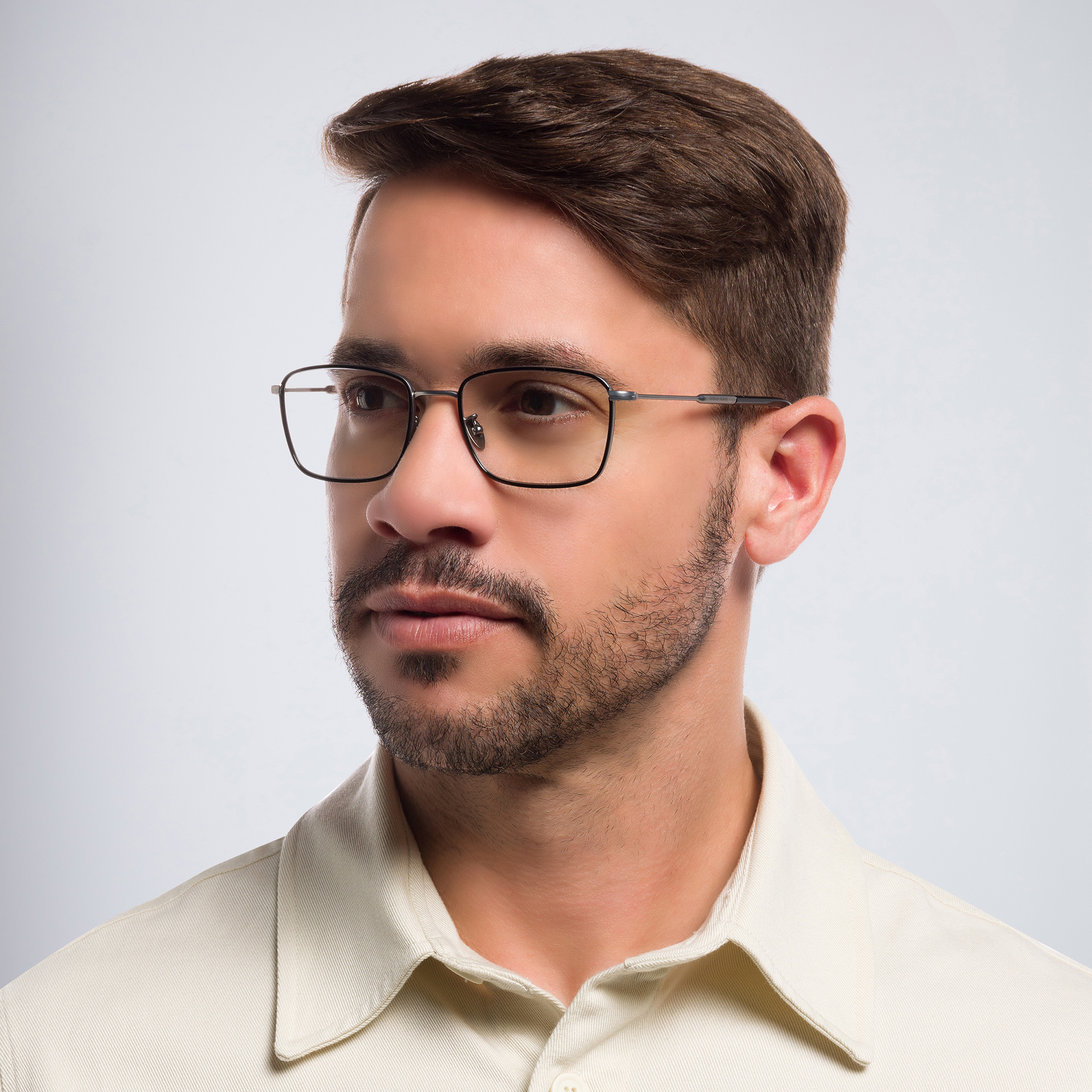 GIORGIO ARMANI Rectangle Eyeglasses in Matte Gunmetal/Black – Product Photo 5