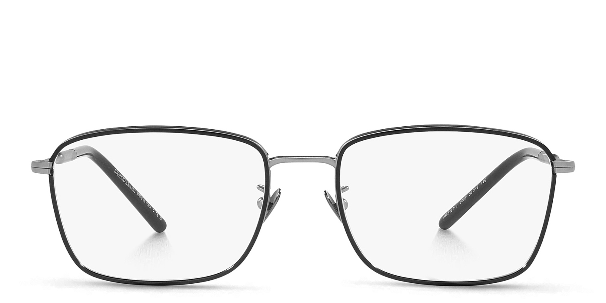Shop GIORGIO ARMANI Wide Rectangle Eyeglasses in Matte Gunmetal/Black online.