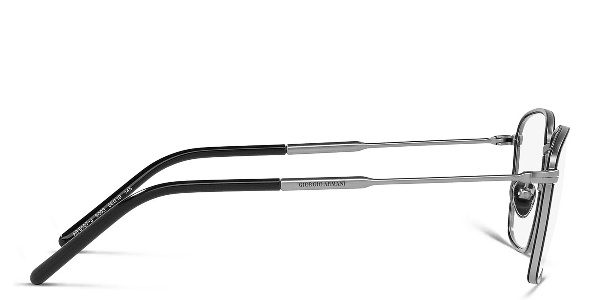 Shop GIORGIO ARMANI Wide Rectangle Eyeglasses in Matte Gunmetal/Black online.