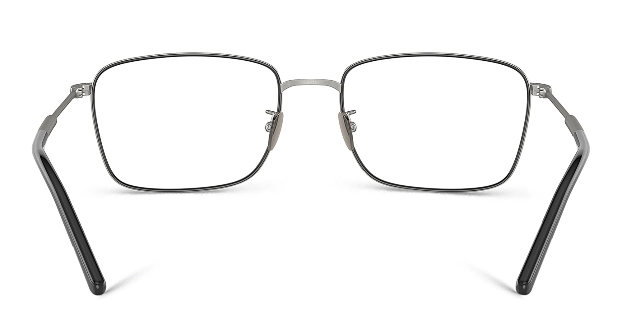 Shop GIORGIO ARMANI Wide Rectangle Eyeglasses in Matte Gunmetal/Black online.