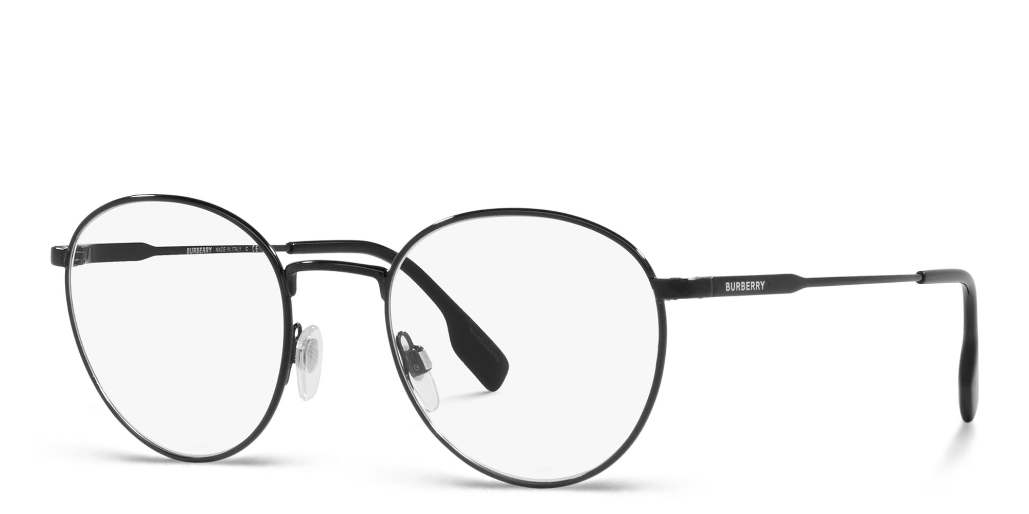 Shop BURBERRY Round Eyeglasses in Black online.