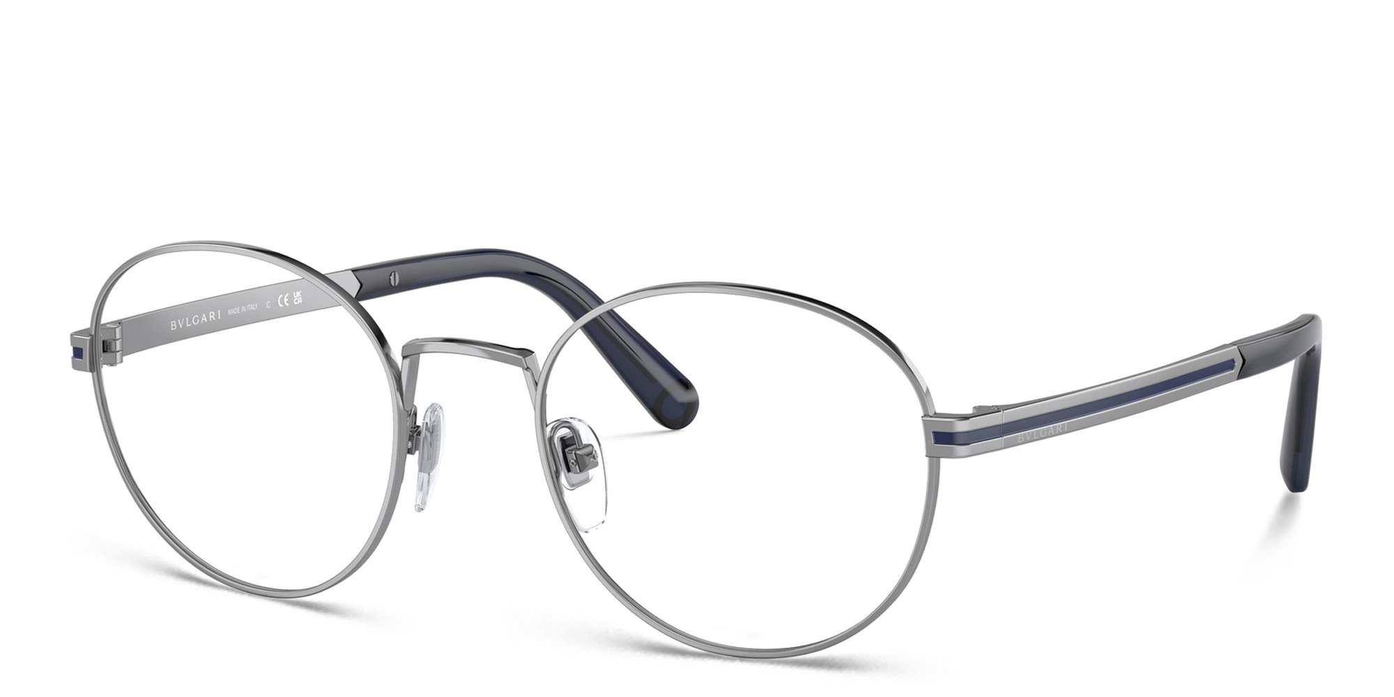 Shop BVLGARI Round Eyeglasses in Gunmetal online.