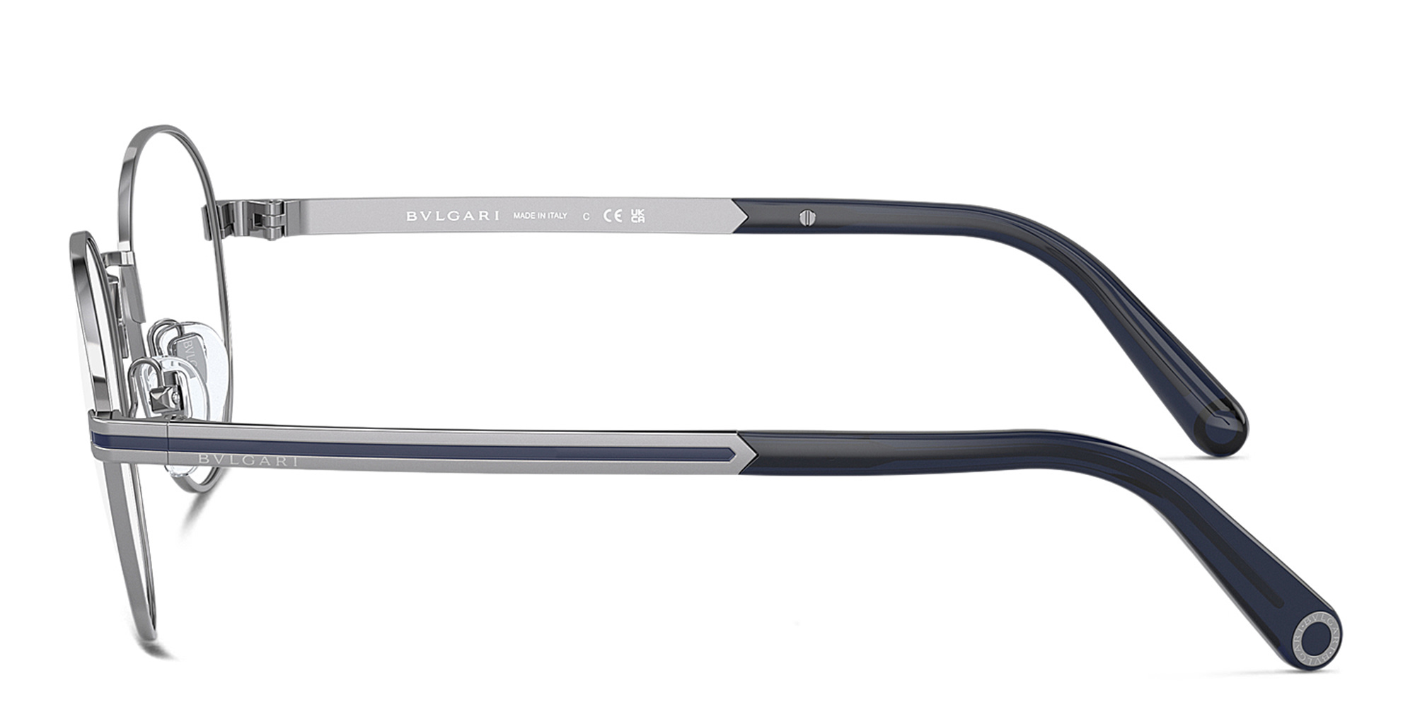 Shop BVLGARI Round Eyeglasses in Gunmetal online.