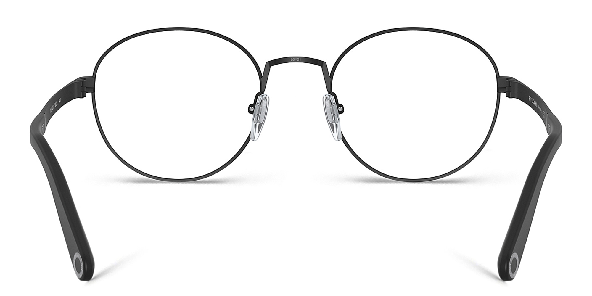 Shop BVLGARI Round Eyeglasses in Matte Black online.