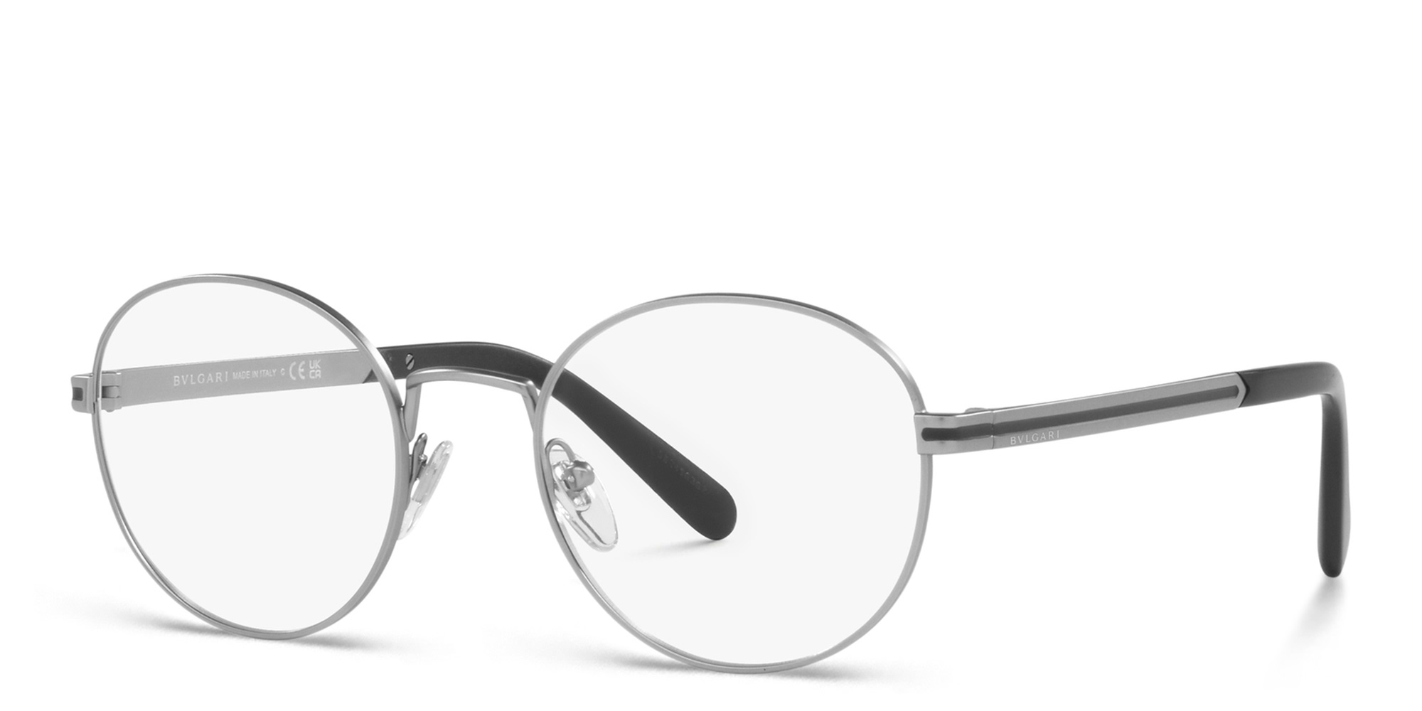 BVLGARI Round Eyeglasses in Matte Gunmetal – Product Photo 2