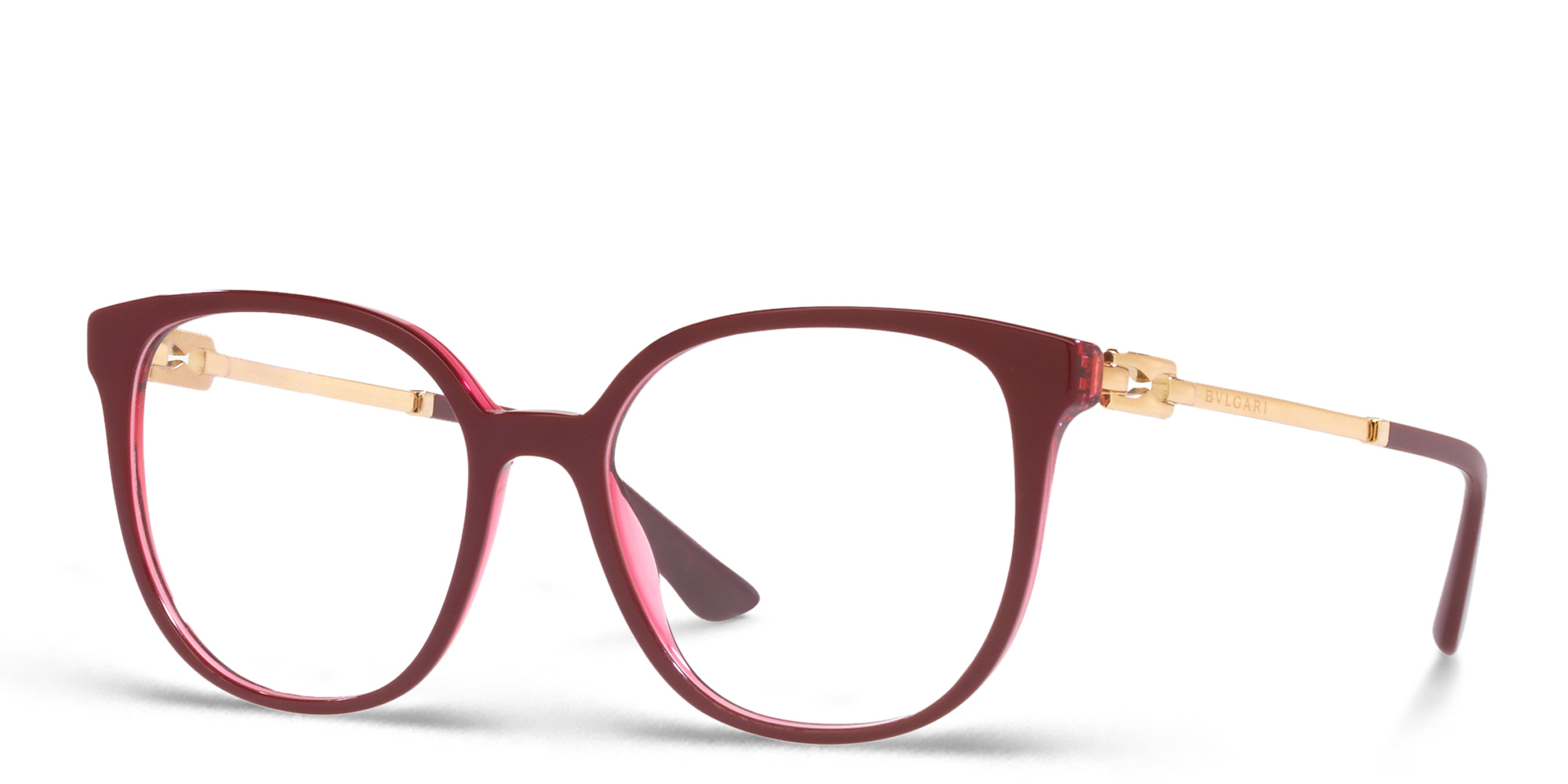 BVLGARI Cat-Eye Eyeglasses in Bordeaux On Transparent Red – Product Photo 2