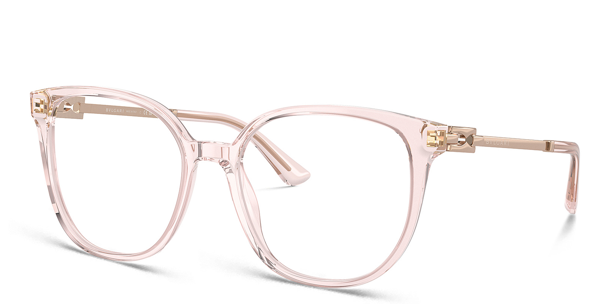 Shop BVLGARI Cat-Eye Eyeglasses in Transparent Pink online.