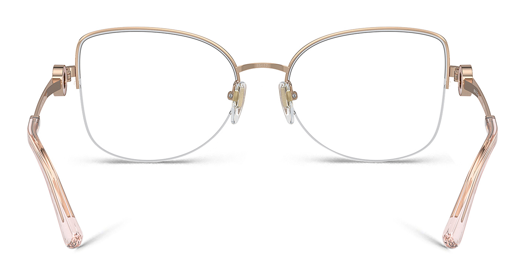 BVLGARI Half-Rim Cat-Eye Eyeglasses in Pink Gold – Product Photo 4