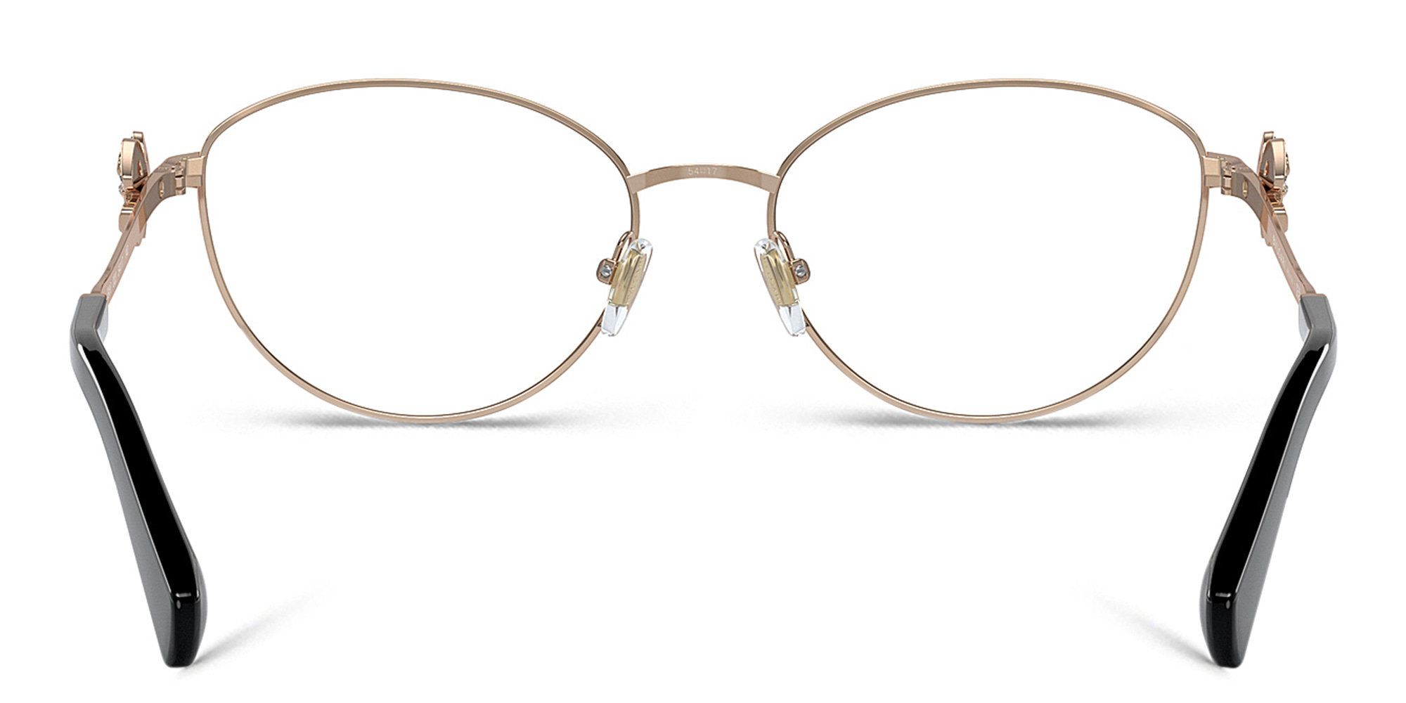 Shop BVLGARI Round Eyeglasses in Pink Gold/Black online.