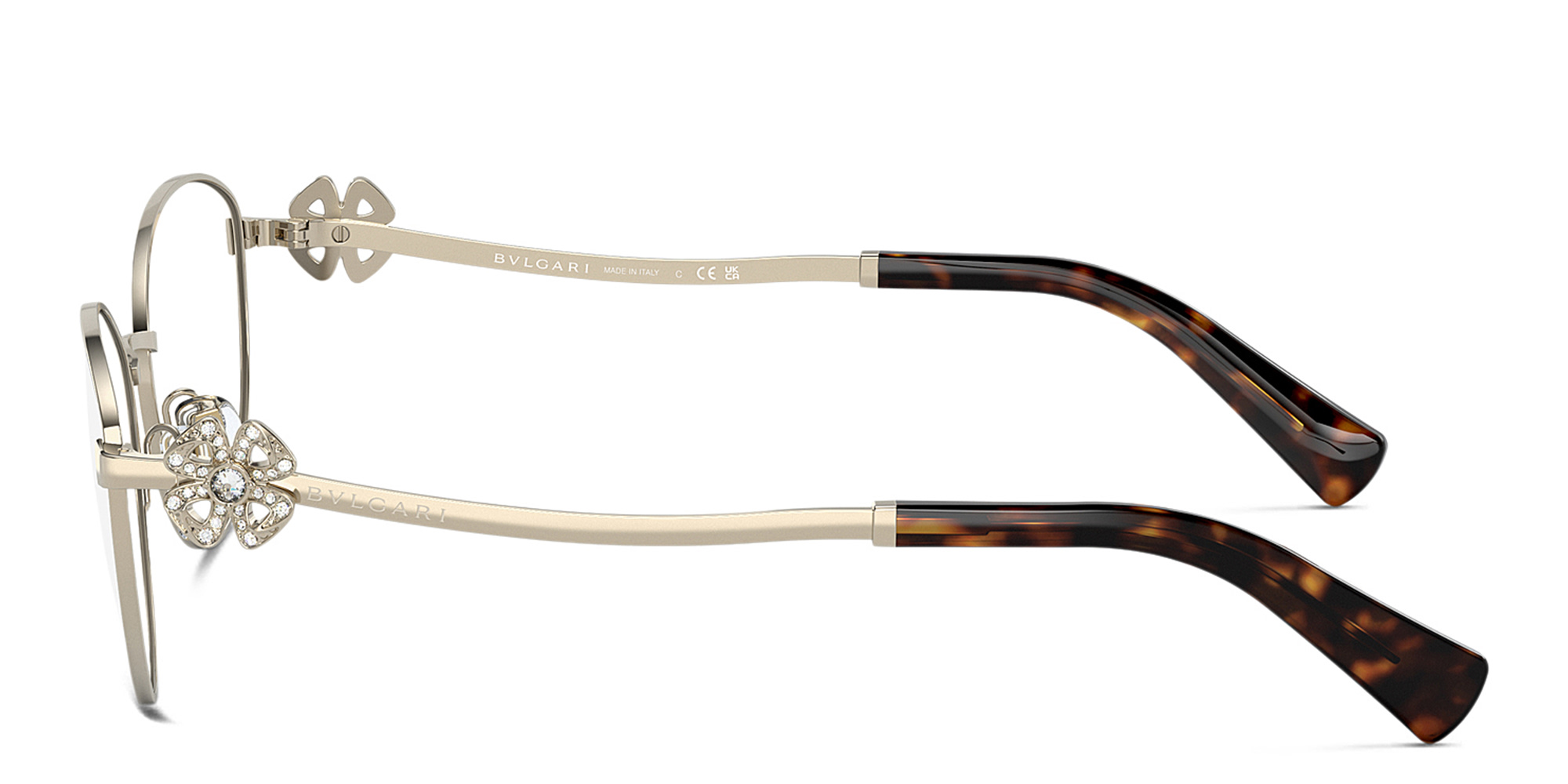 Shop BVLGARI Round Eyeglasses in Pale Gold online.