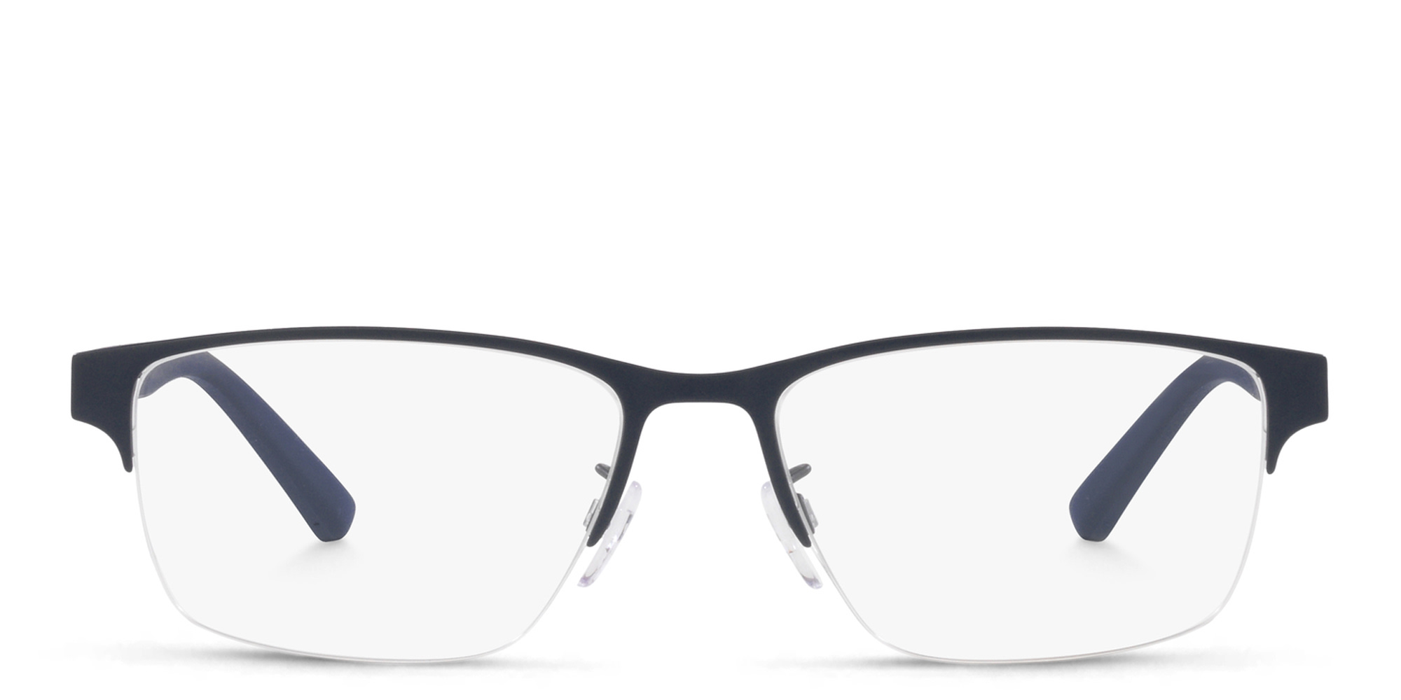 Shop Emporio Armani Half-Rim Rectangle Eyeglasses in Matte Blue online.