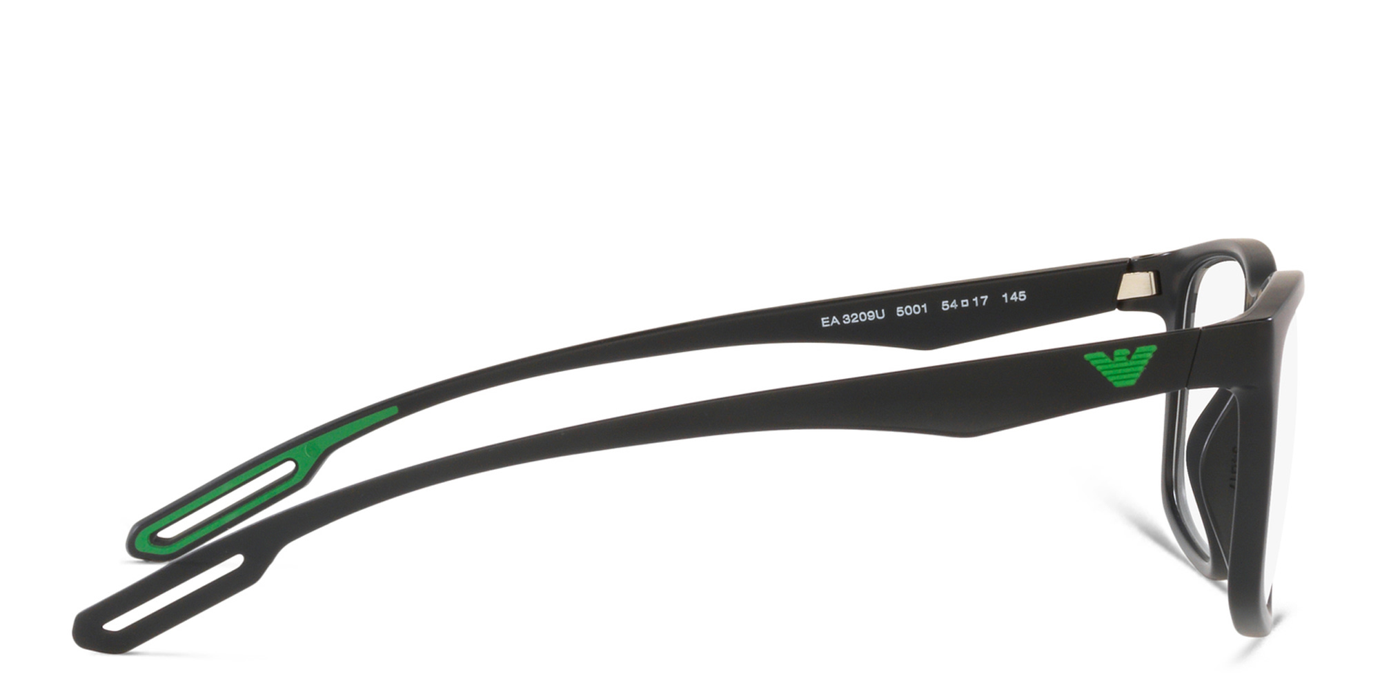 Emporio Armani Wide Square Eyeglasses in Matte Black – Product Photo 3