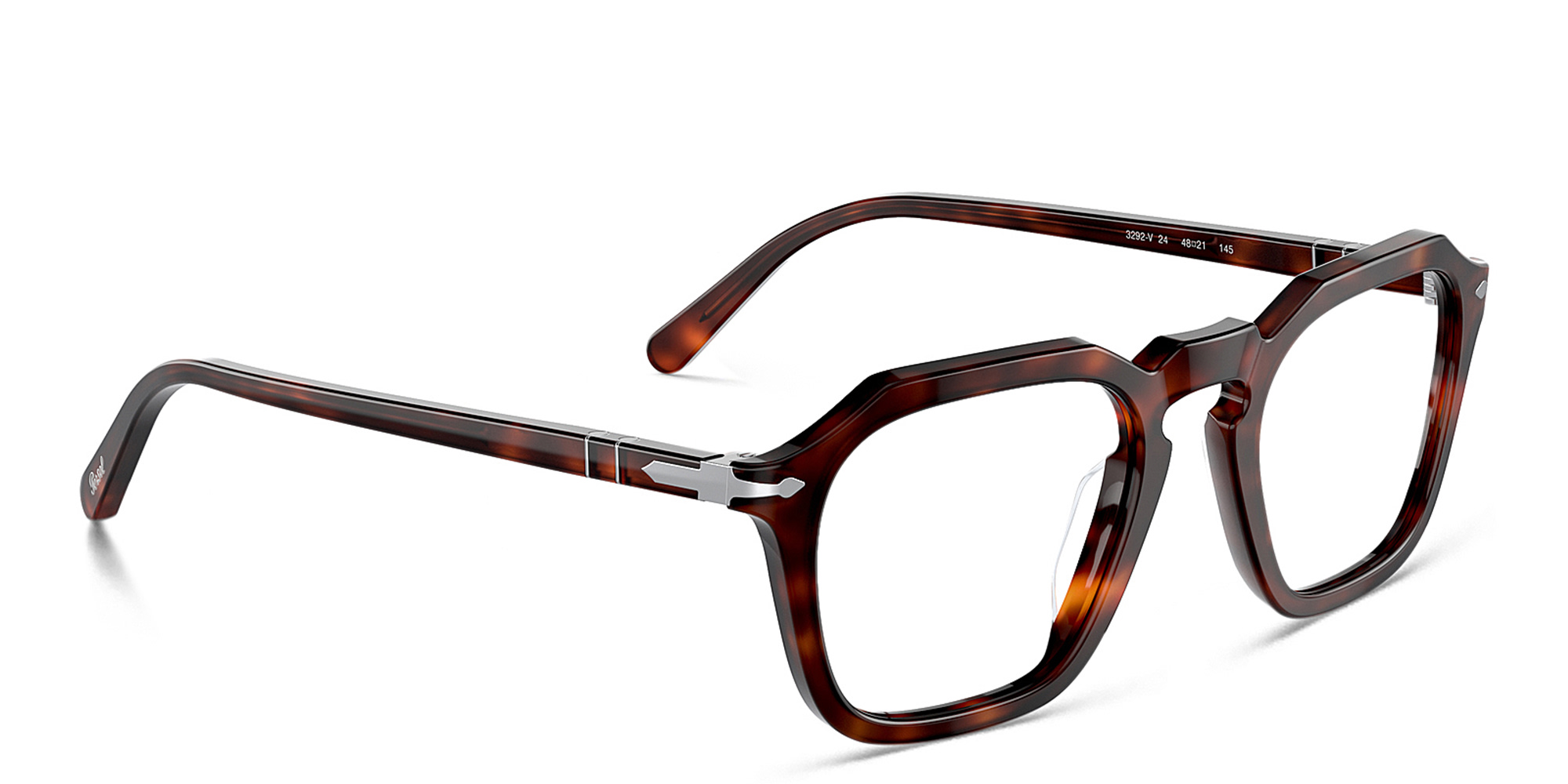 PERSOL Unisex Square Eyeglasses in Havana – Product Photo 4