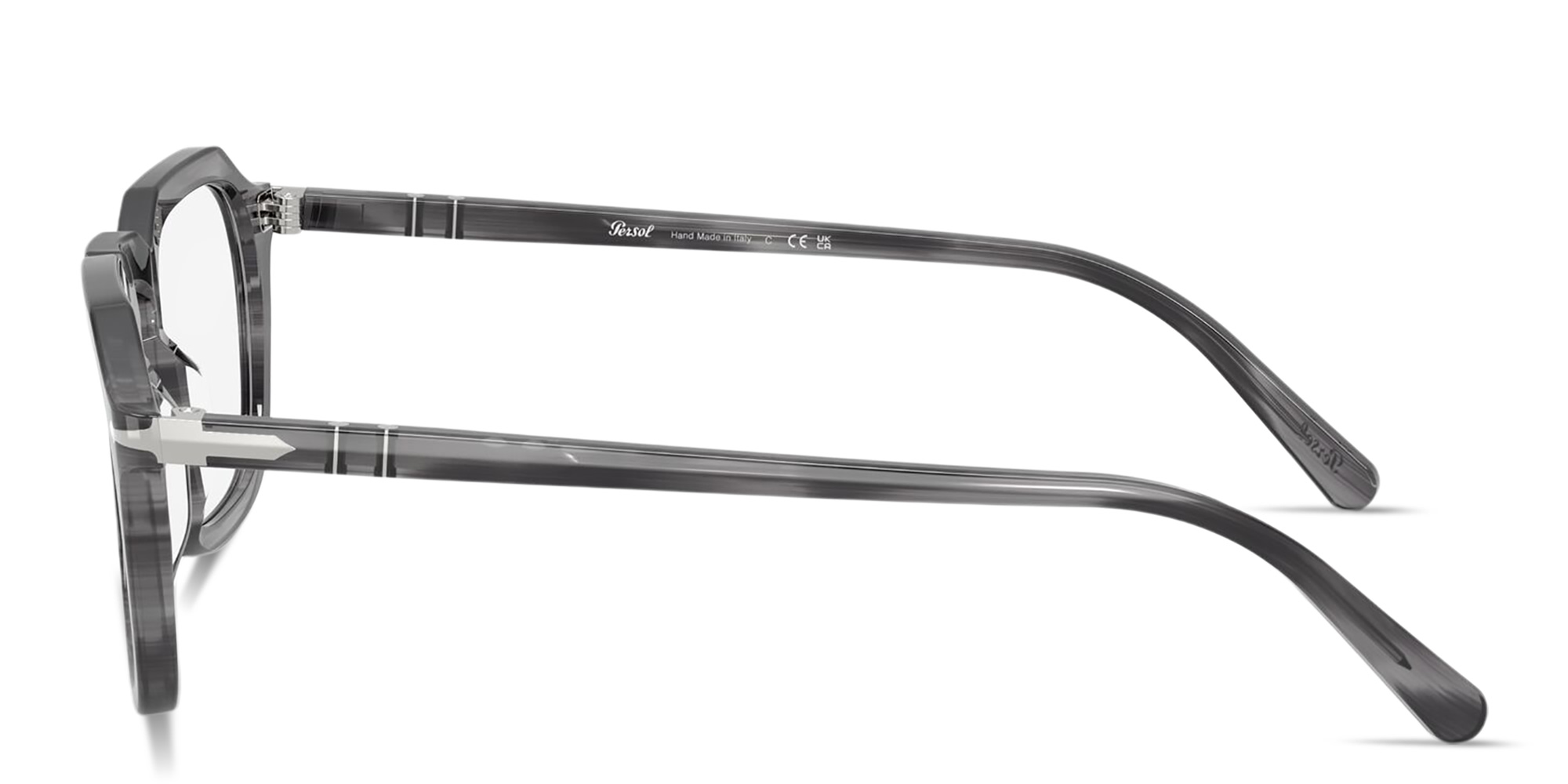Shop PERSOL Arrow Unisex Square Eyeglasses in Striped Grey online.
