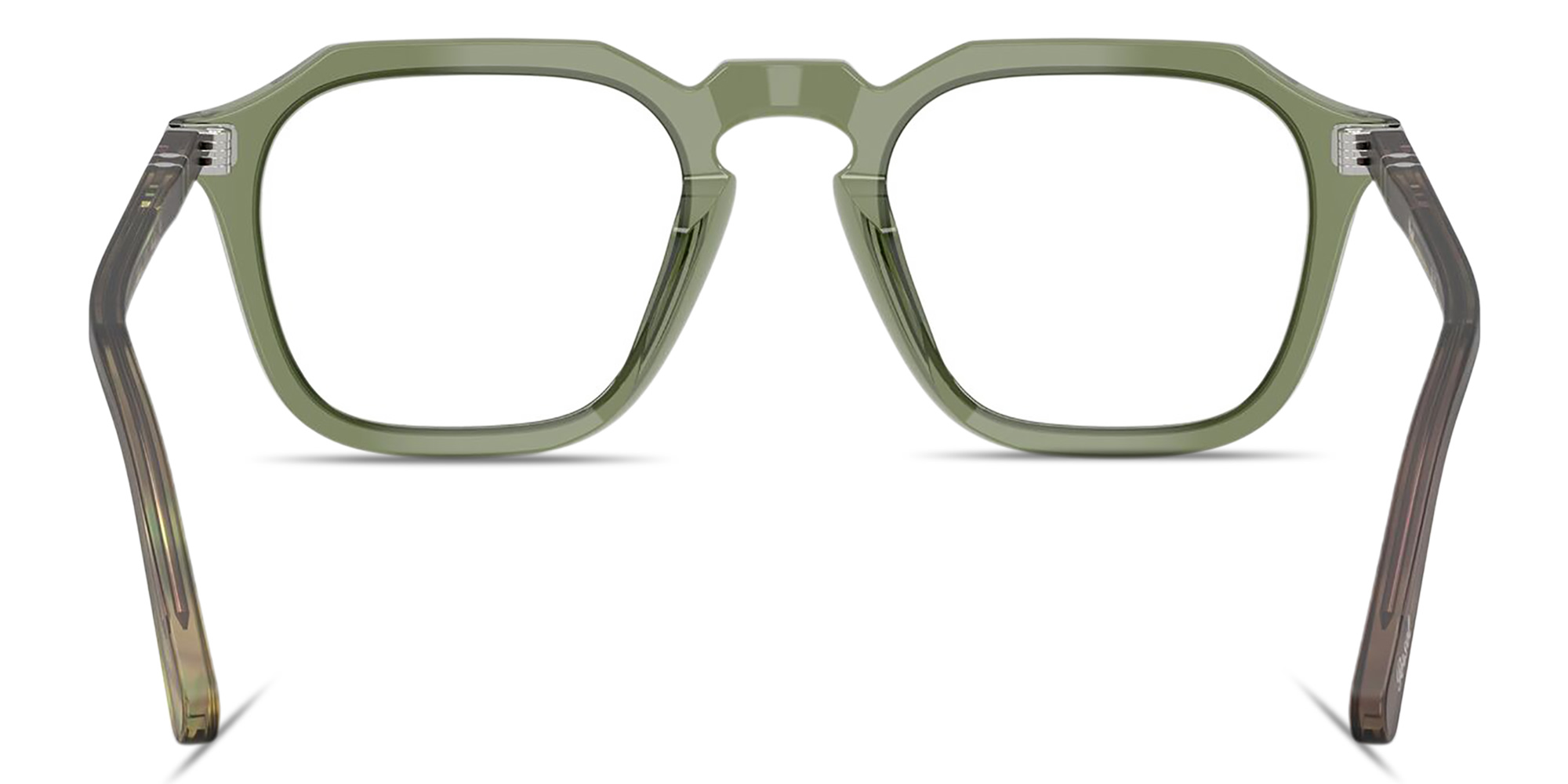 Shop PERSOL Arrow Unisex Square Eyeglasses in Transparent Green online.