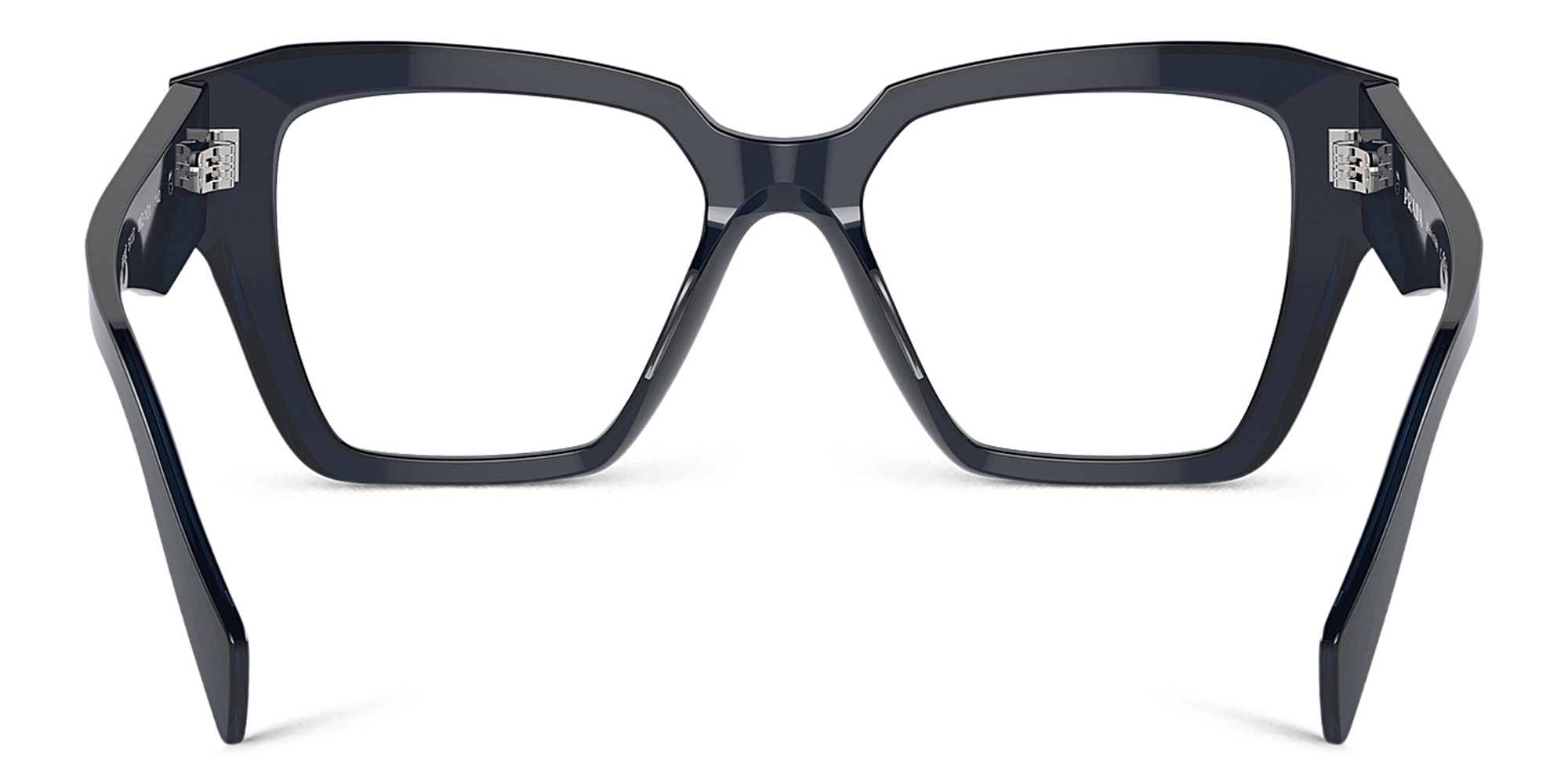 نظارات طبية مربّعة بشعار المثلّث من برادا بلون أزرق شفاف - صورة المنتج 4