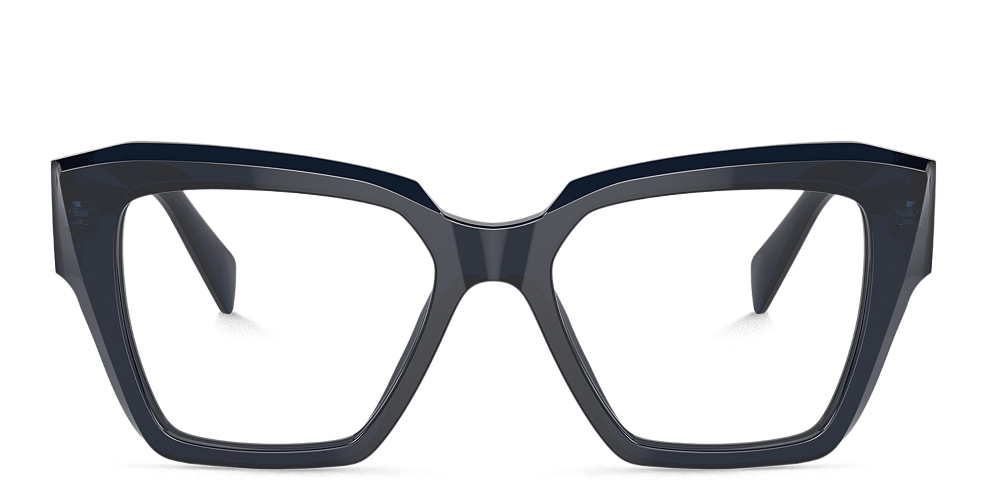 PRADA Triangle Logo Square Eyeglasses in Blue Transparent – Product Photo 1