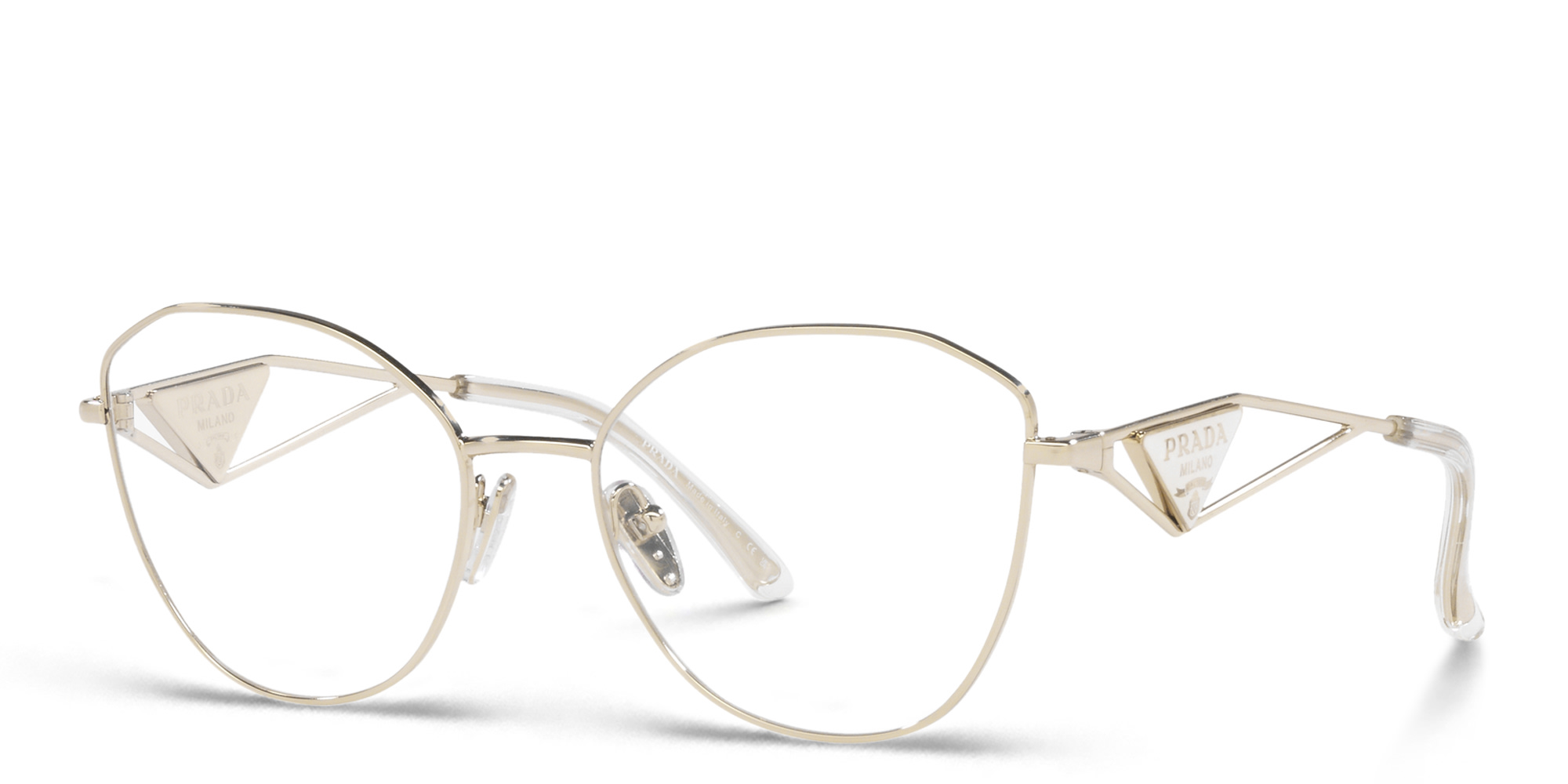 PRADA Irregular Eyeglasses in Pale Gold – Product Photo 2