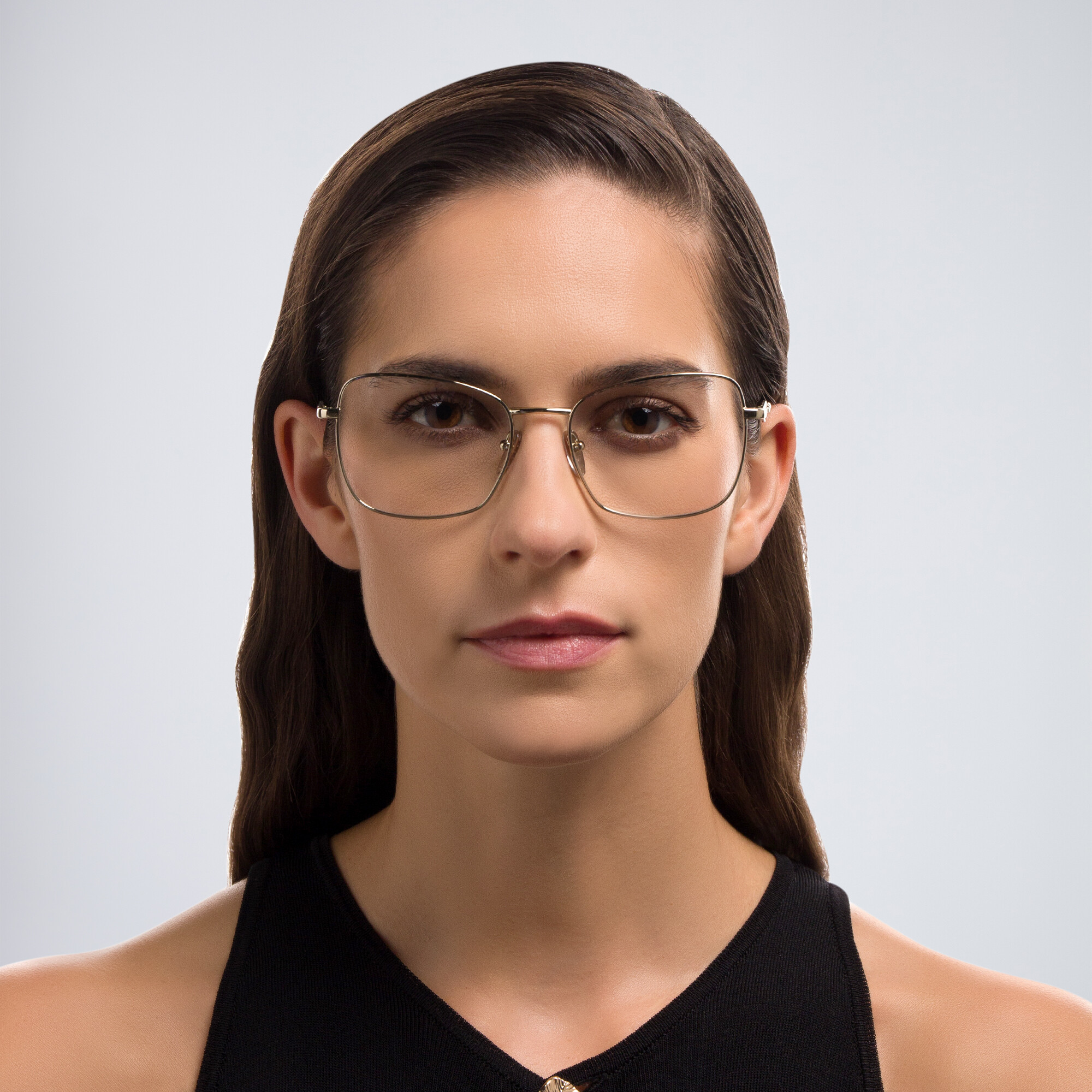 PRADA Logo Wide Pillow Eyeglasses in Pink Gold – Product Photo 5