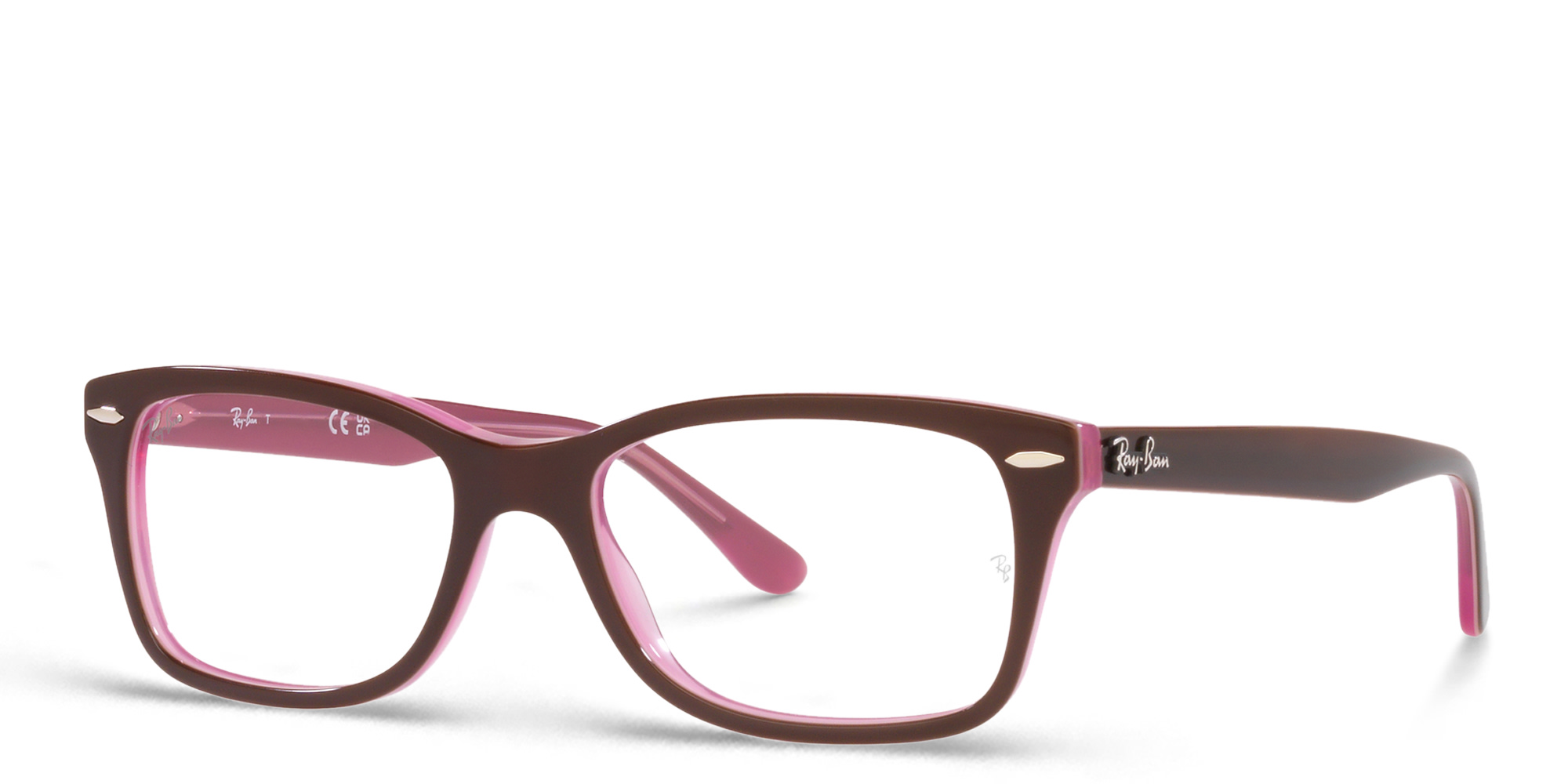 Ray-Ban Unisex Square Eyeglasses in Brown On Pink – Product Photo 2