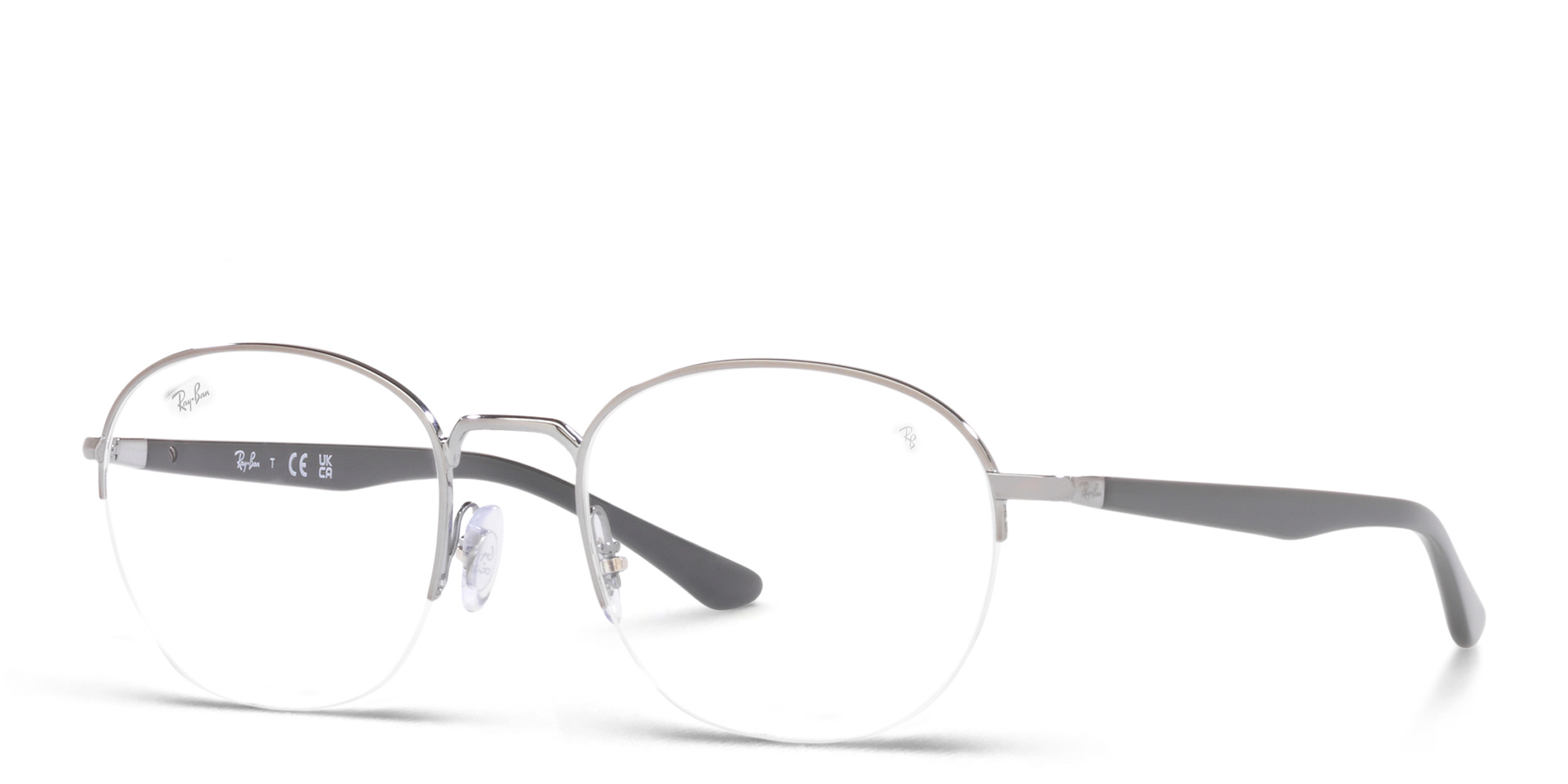 Shop Ray-Ban Unisex Half-Rim Square Eyeglasses in Gunmetal online.