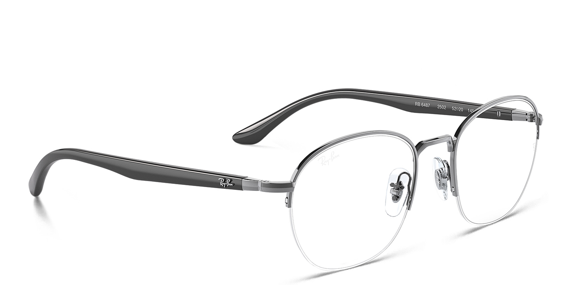 Shop Ray-Ban Unisex Half-Rim Square Eyeglasses in Gunmetal online.