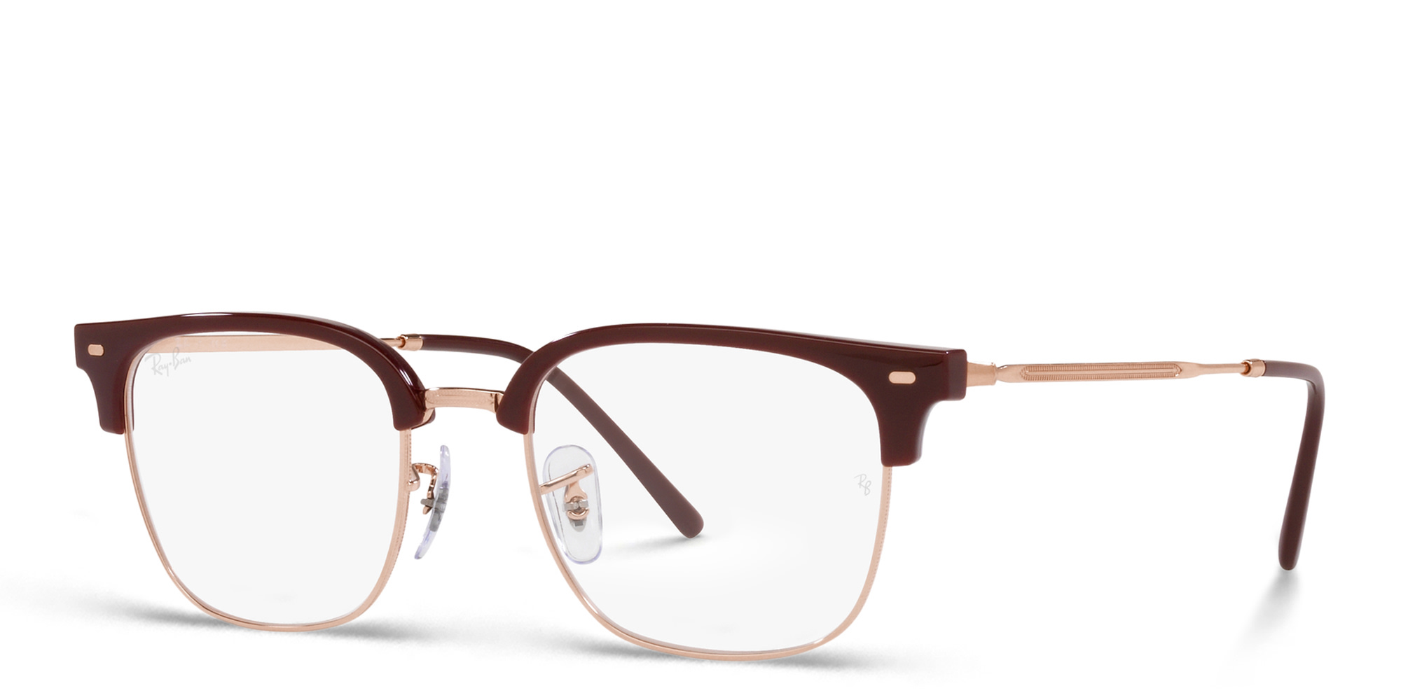 Shop Ray-Ban New Clubmaster Unisex Square Eyeglasses in Red online.