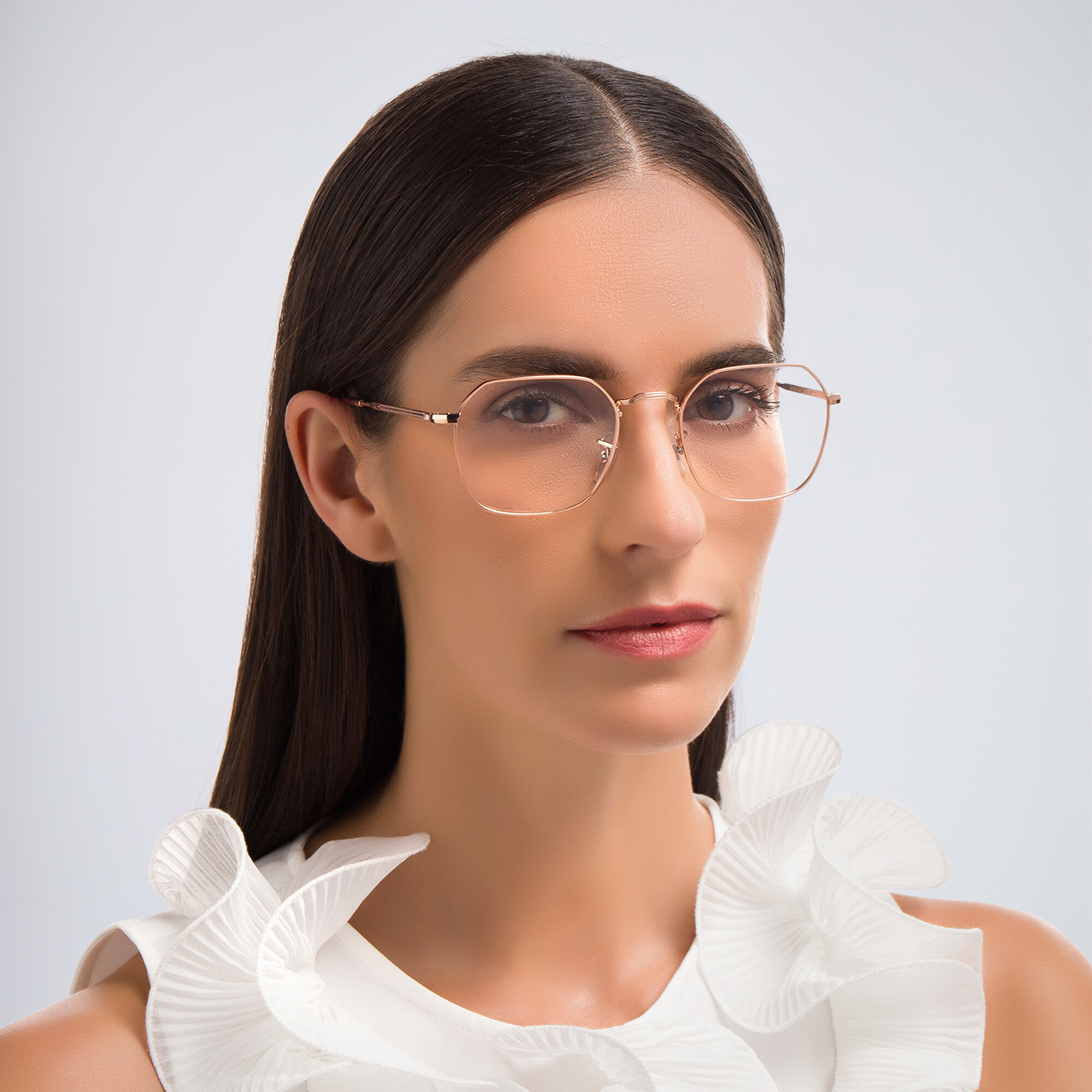 Shop Ray-Ban Jim Unisex Irregular Eyeglasses in Rose Gold online.