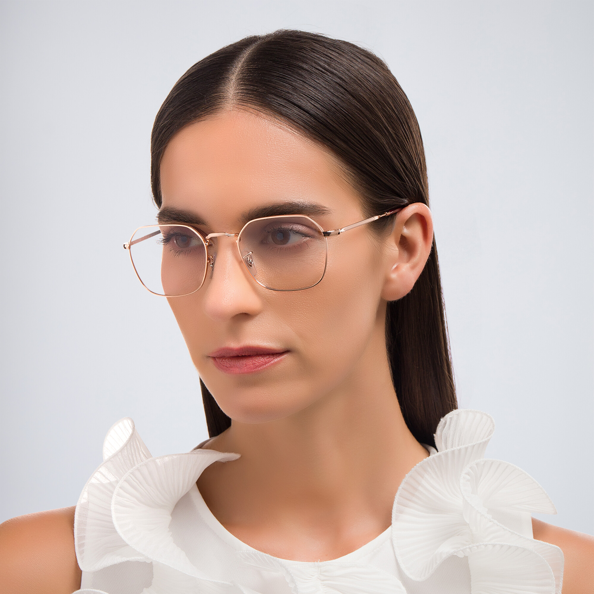 Shop Ray-Ban Jim Unisex Irregular Eyeglasses in Rose Gold online.