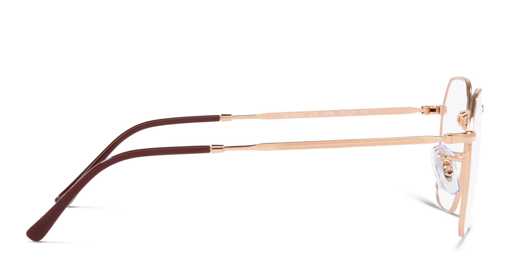 Shop Ray-Ban Jim Unisex Irregular Eyeglasses in Rose Gold online.