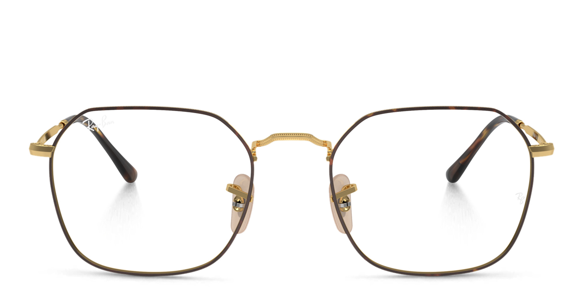 Shop Ray-Ban Jim Unisex Irregular Eyeglasses in Havana On Gold online.