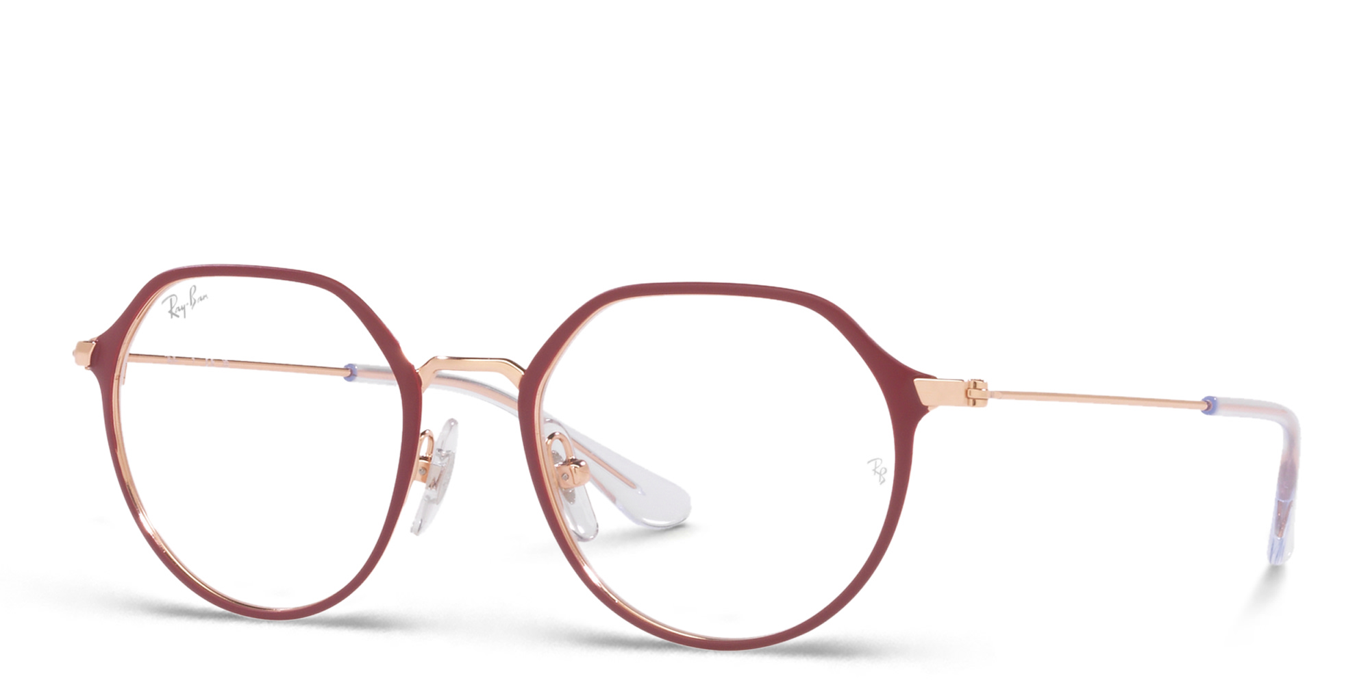Shop Ray-Ban Junior Kids Irregular Eyeglasses in Bordeaux On Rose Gold online.