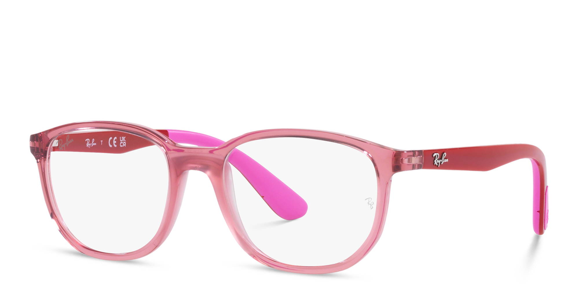 Shop Ray-Ban Junior Kids Pillow Eyeglasses in Transparent Pink online.
