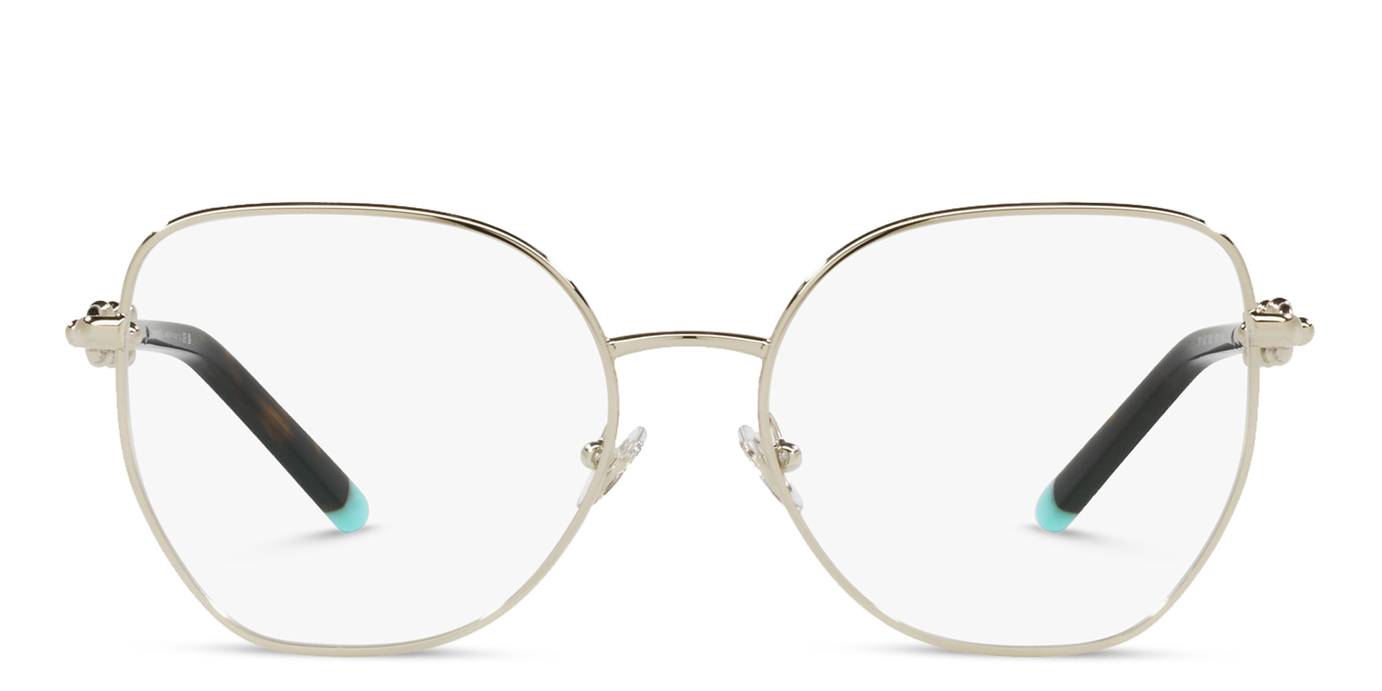 TIFFANY Wide Irregular Eyeglasses in Pale Gold – Product Photo 1
