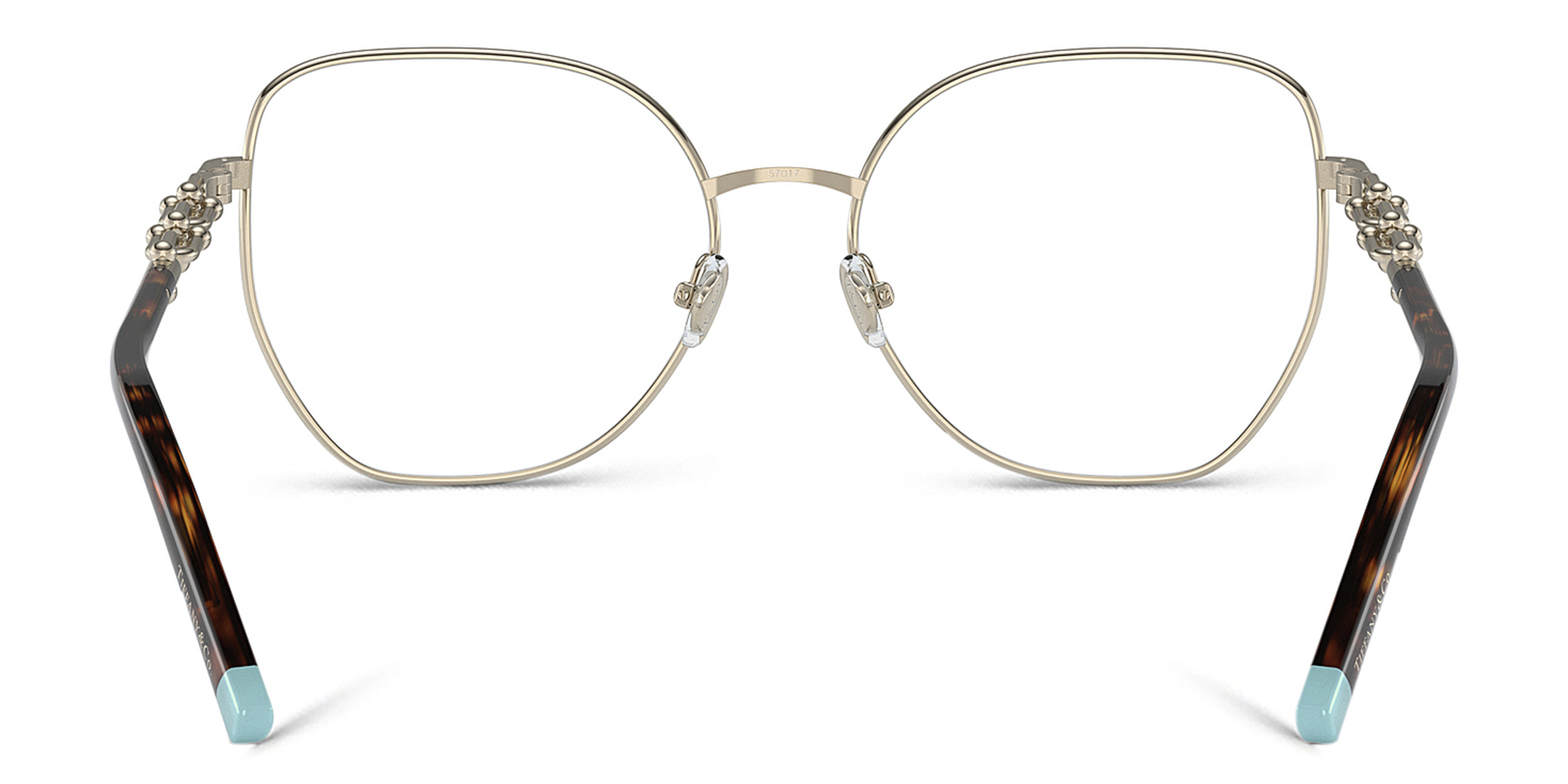 TIFFANY Wide Irregular Eyeglasses in Pale Gold – Product Photo 4