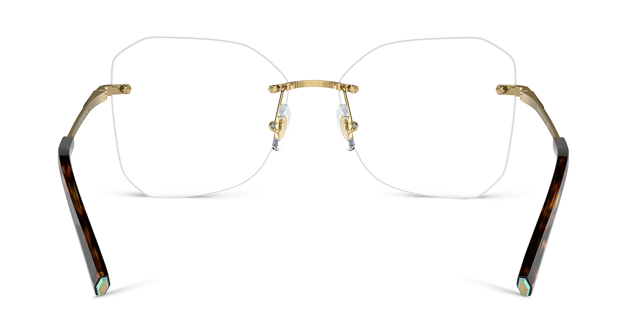 Shop TIFFANY Logo Rimless Wide Irregular Eyeglasses in Gold online.