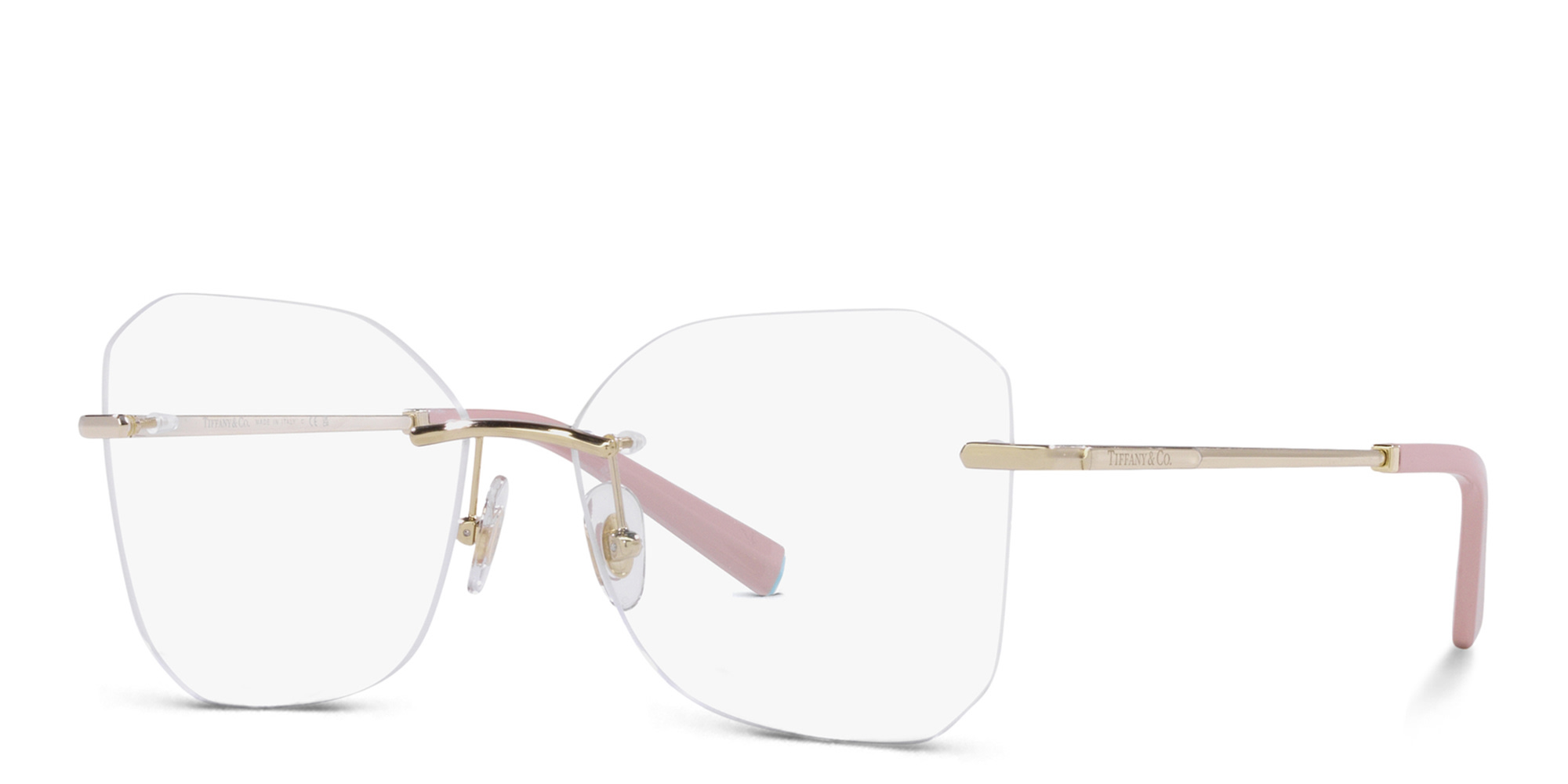 TIFFANY Wide Irregular Eyeglasses in Pale Gold – Product Photo 2