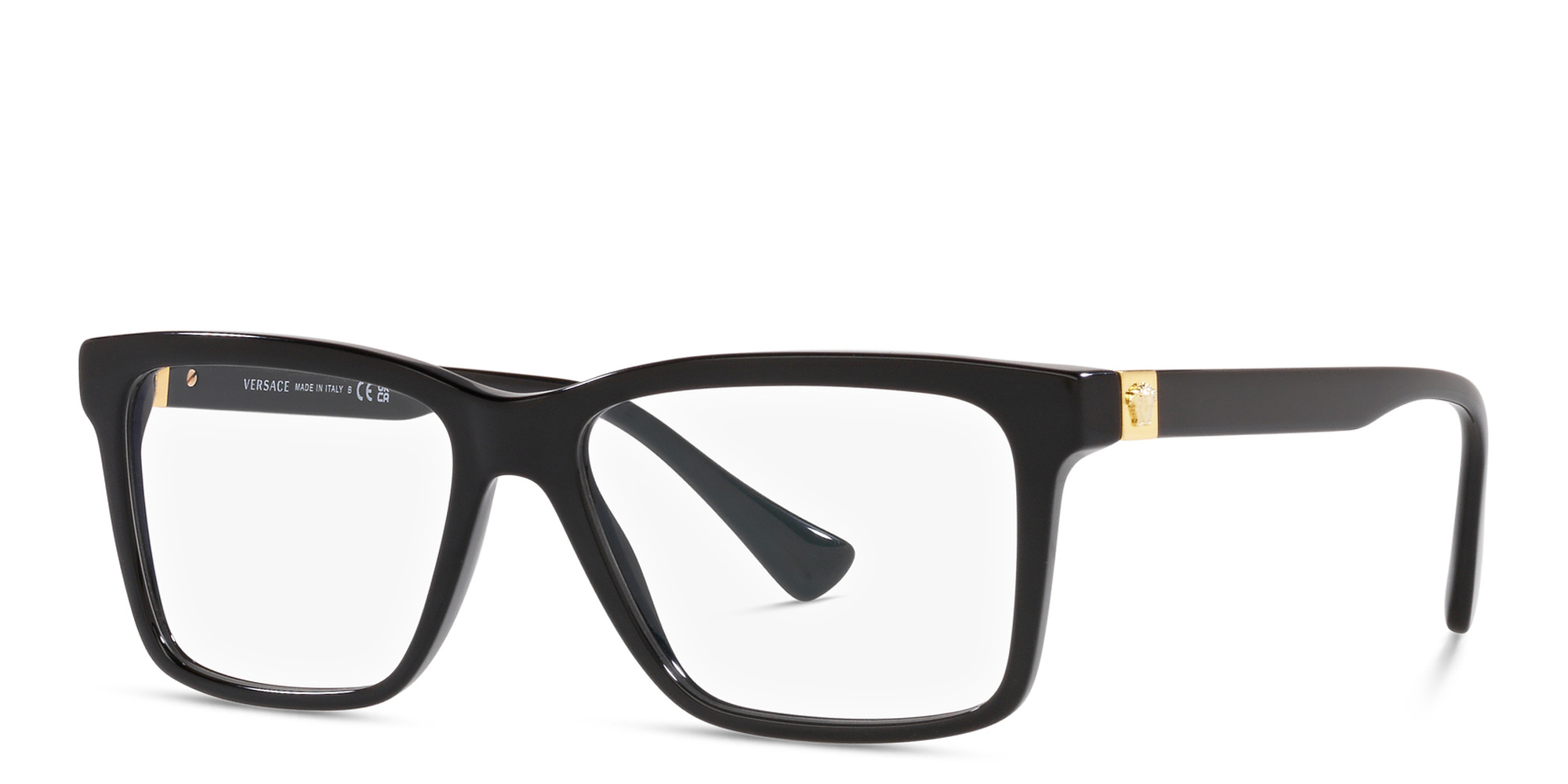 VERSACE Medusa Wide Rectangle Eyeglasses in Black – Product Photo 2