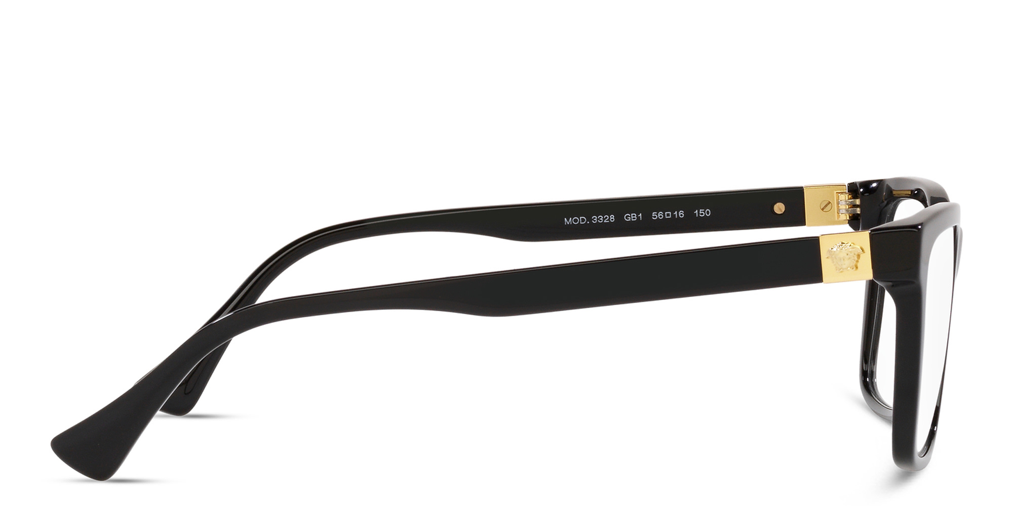 VERSACE Medusa Wide Rectangle Eyeglasses in Black – Product Photo 3