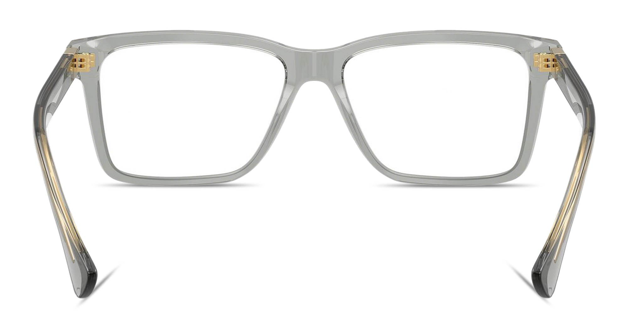 Shop VERSACE Medusa Wide Rectangle Eyeglasses in Transparent Grey online.