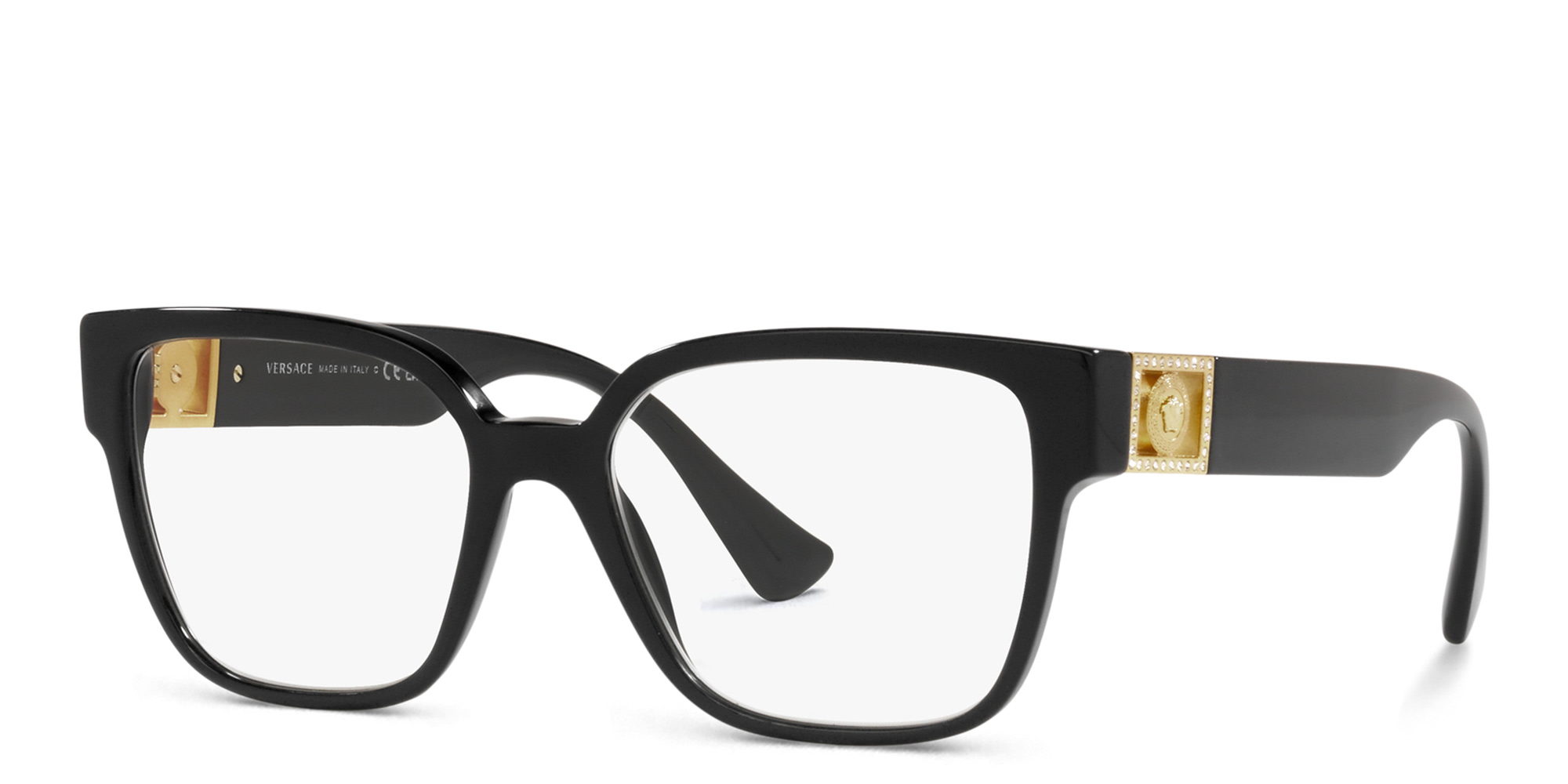VERSACE Medusa Square Eyeglasses in Black – Product Photo 2