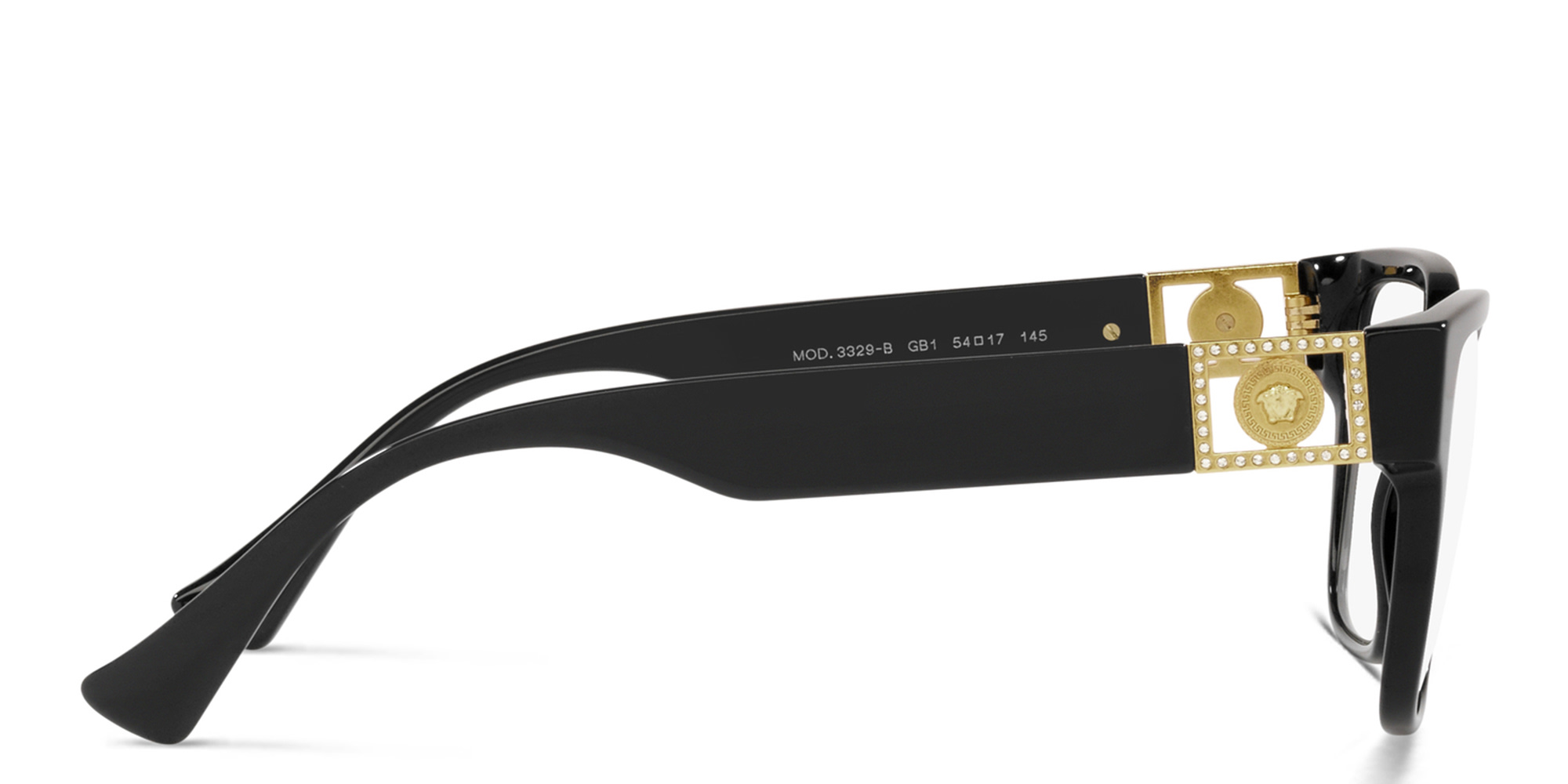 VERSACE Medusa Square Eyeglasses in Black – Product Photo 3