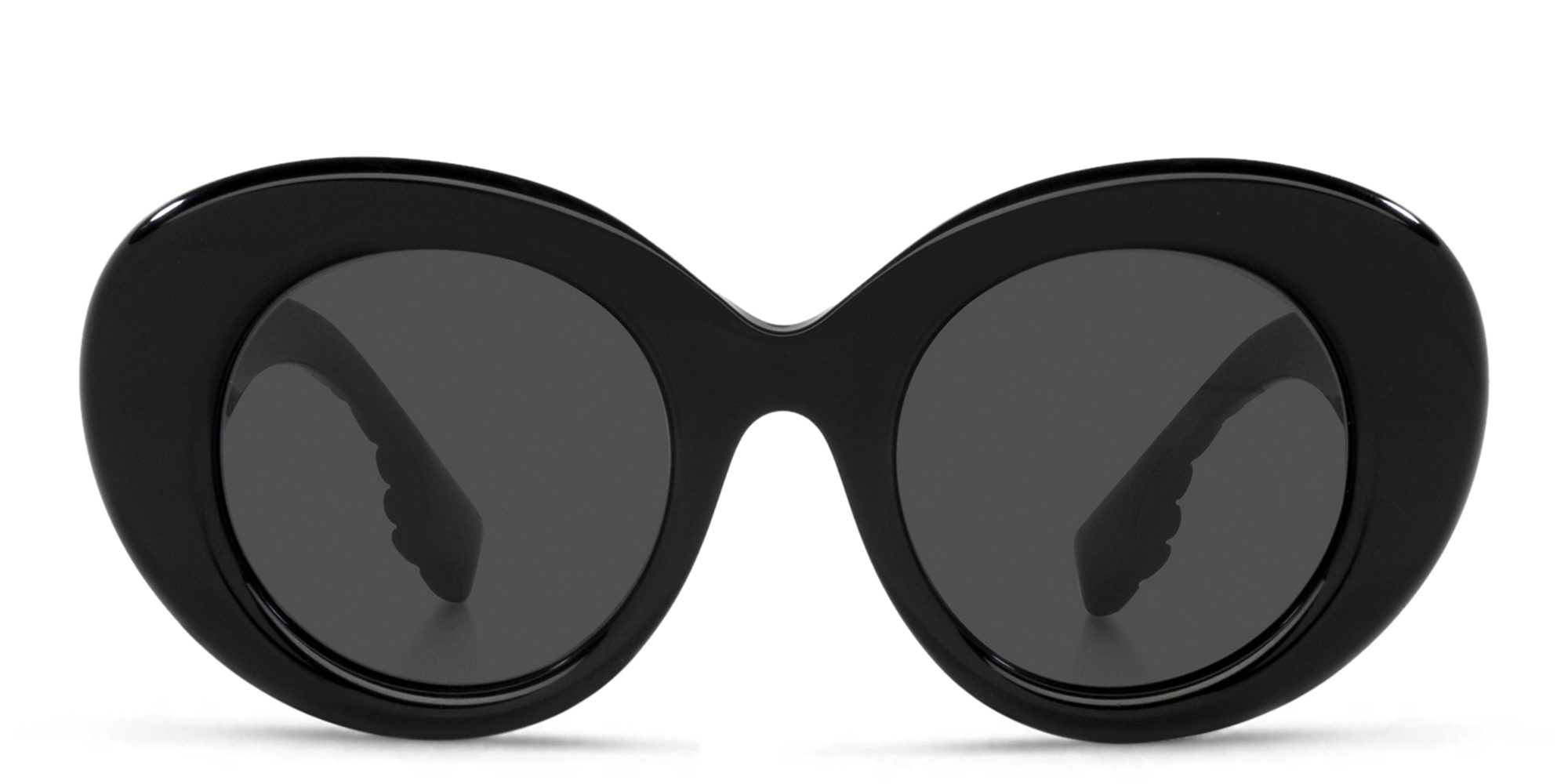 Shop BURBERRY Oversized Round Sunglasses in Black online.