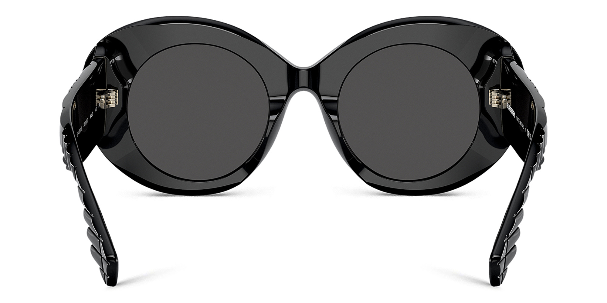 Shop BURBERRY Oversized Round Sunglasses in Black online.