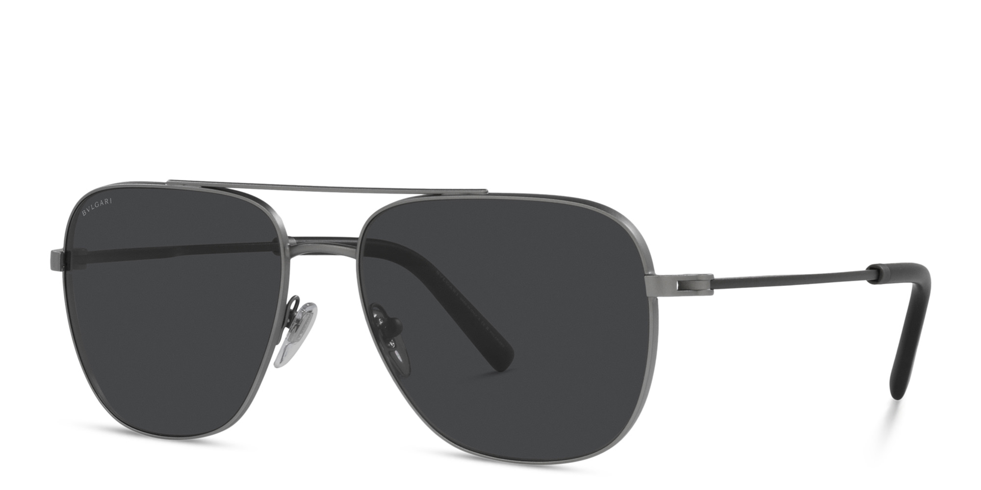 Shop BVLGARI Pilot Sunglasses in Matte Gunmetal online.