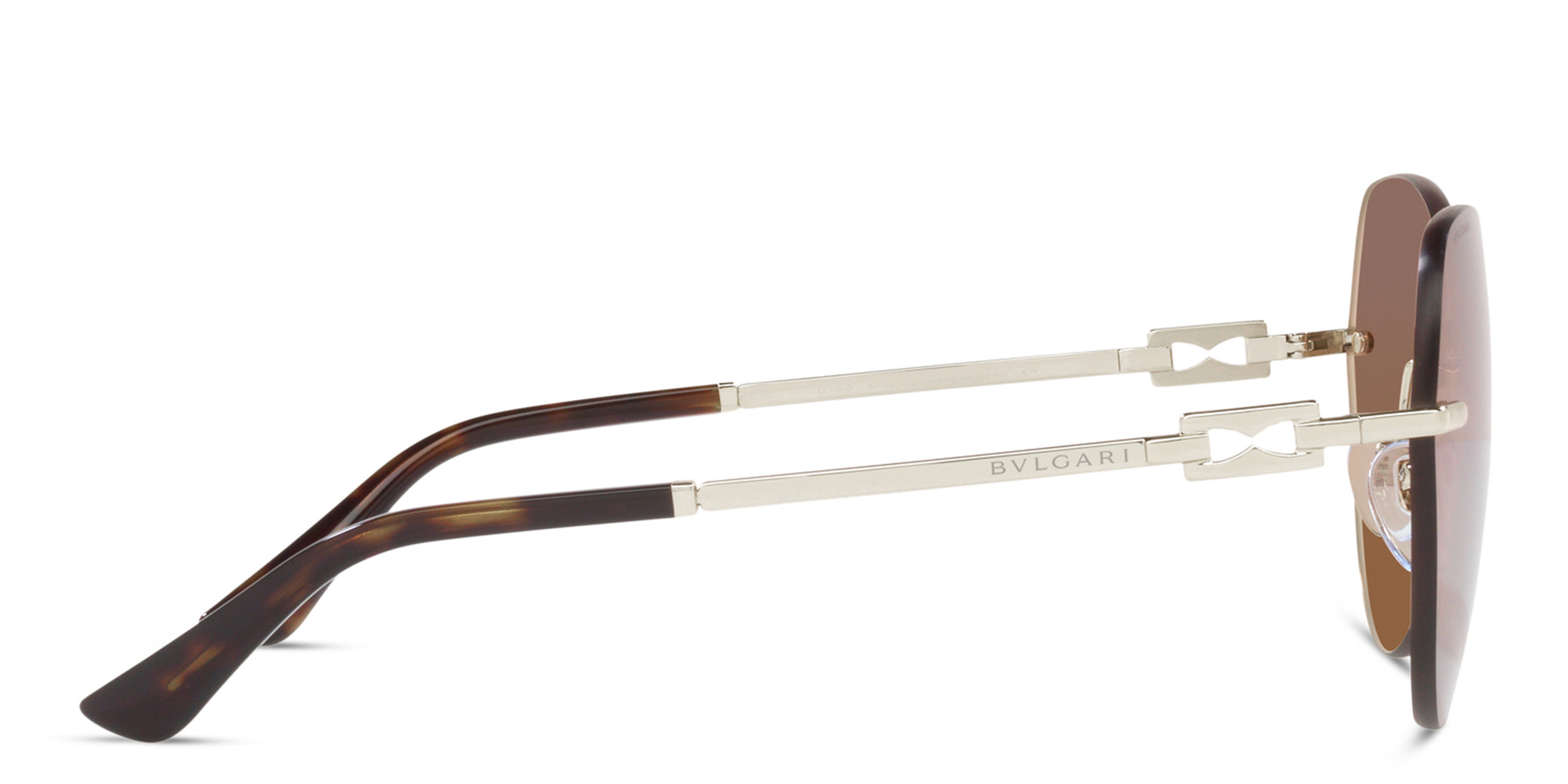 BVLGARI Rimless Pilot Sunglasses in Pale Gold – Product Photo 3